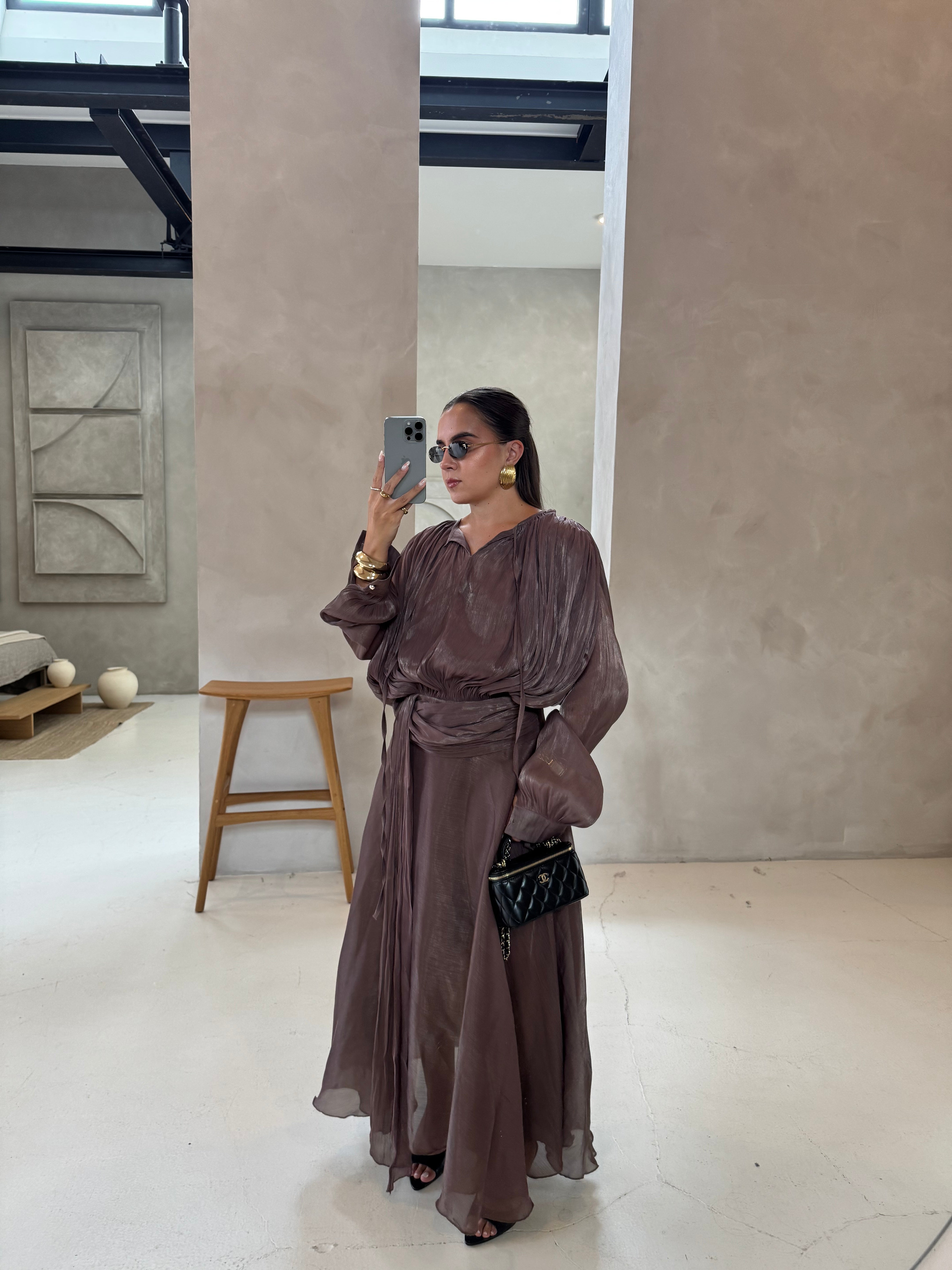 Robe SINAMA longue marron (R11610)