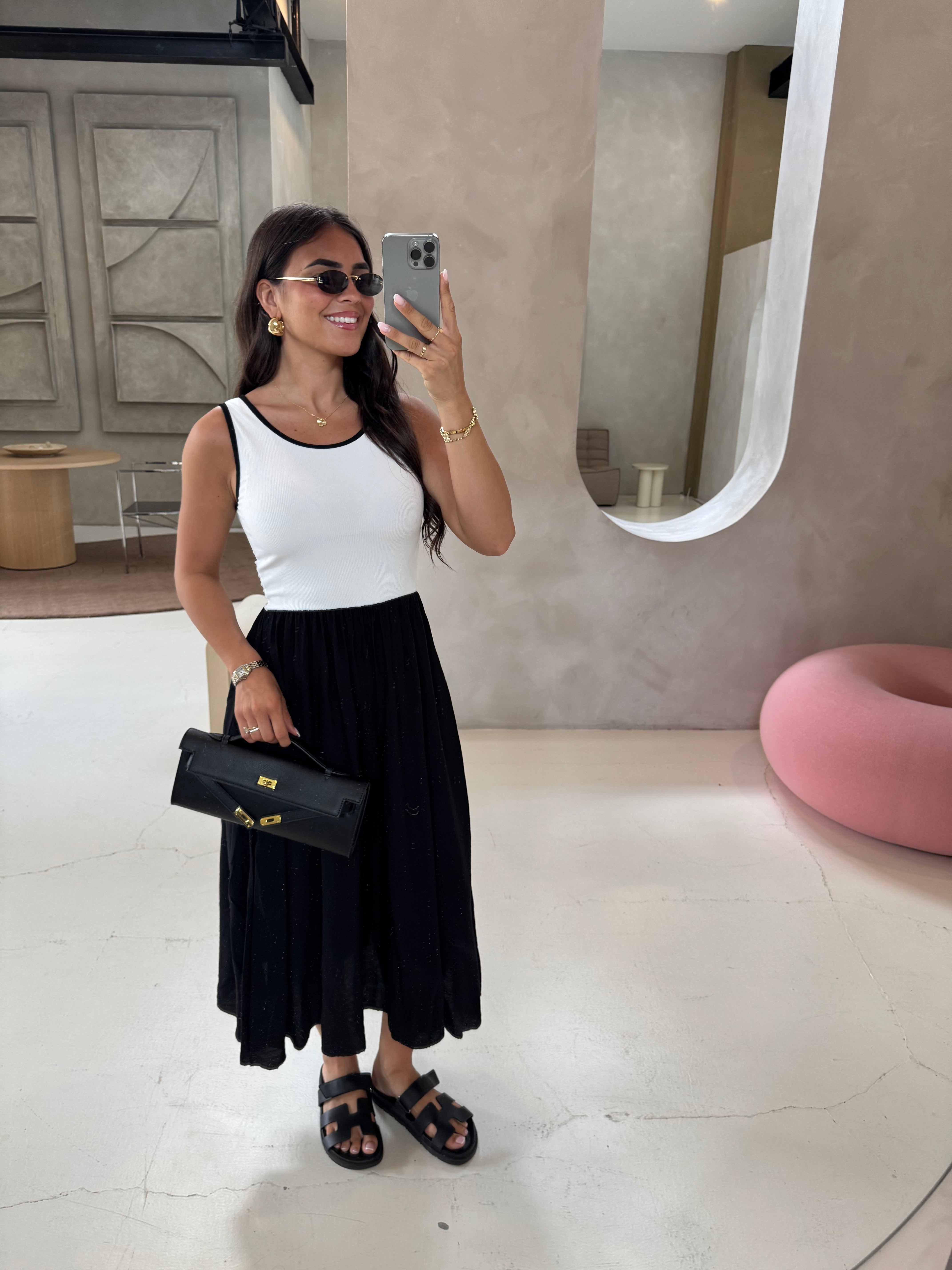 Robe bi matière manche courte noire
