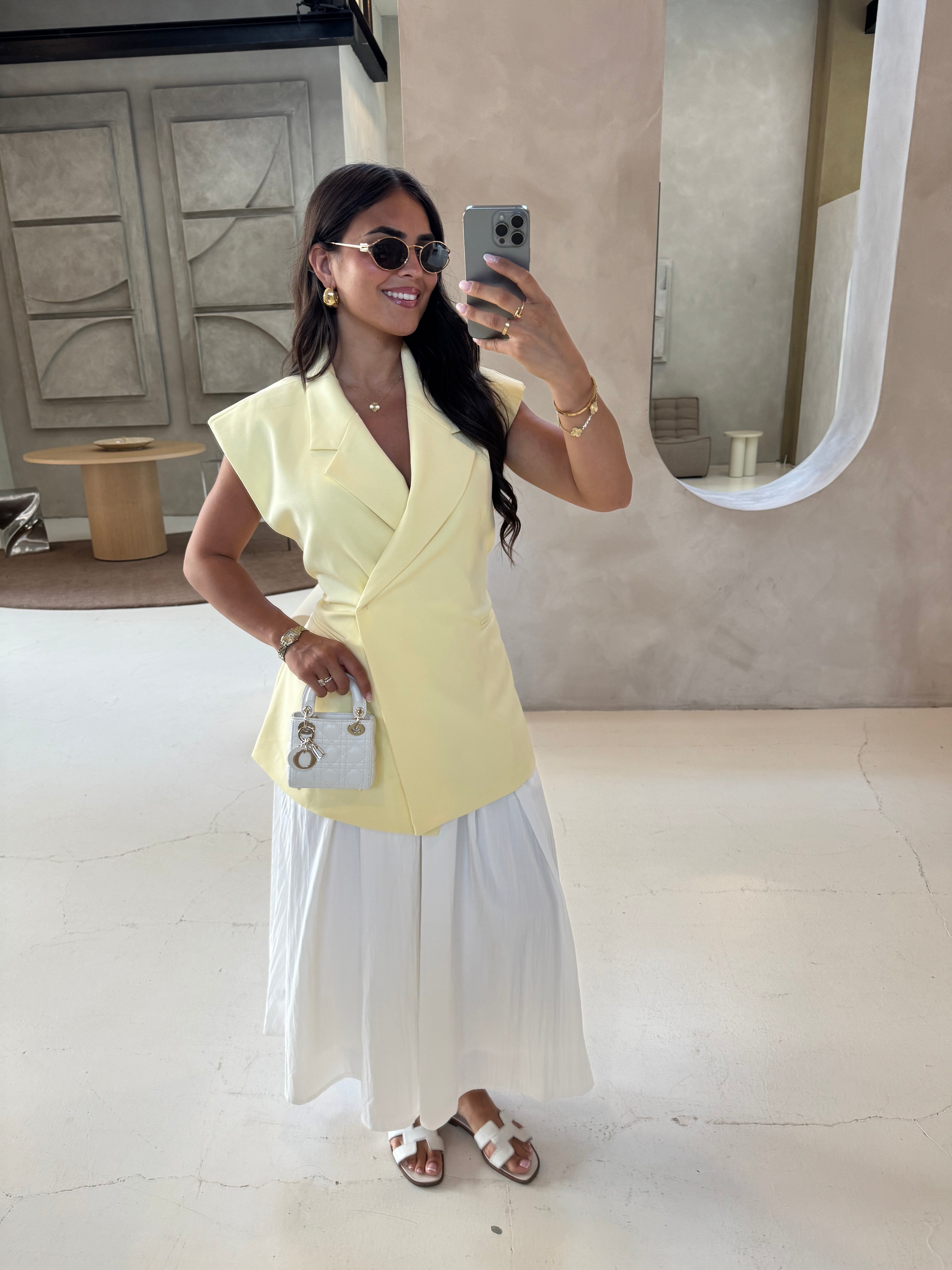 Blazer croisé avec ficelle jaune (W25223)