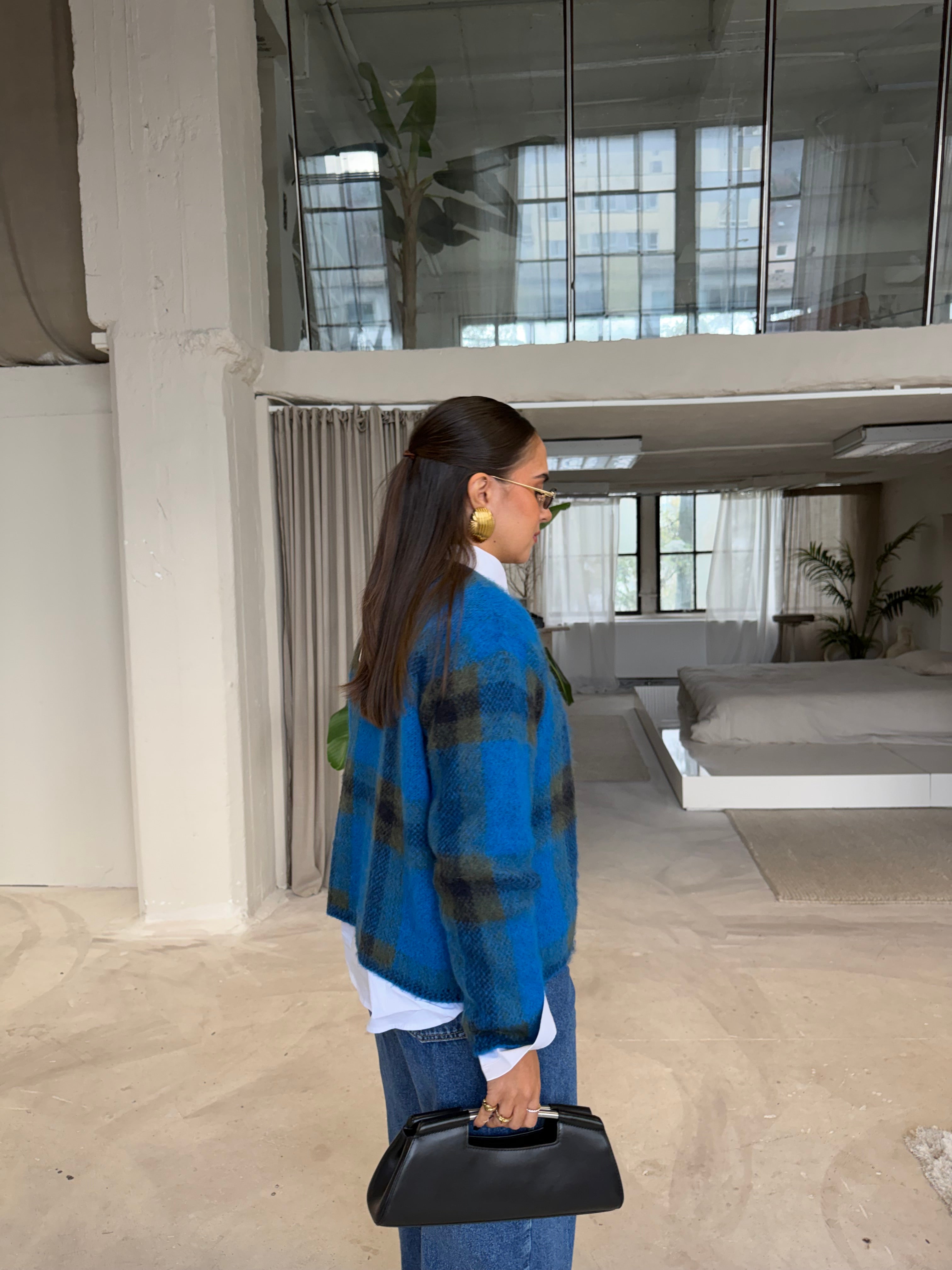 Pull LOVA carreaux bleu