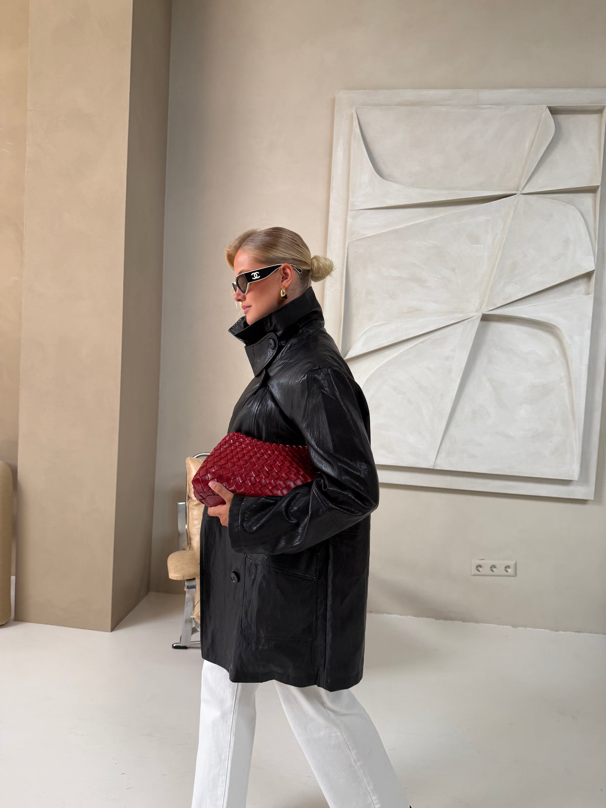 Veste COLINE simili cuir noire (JZM001)