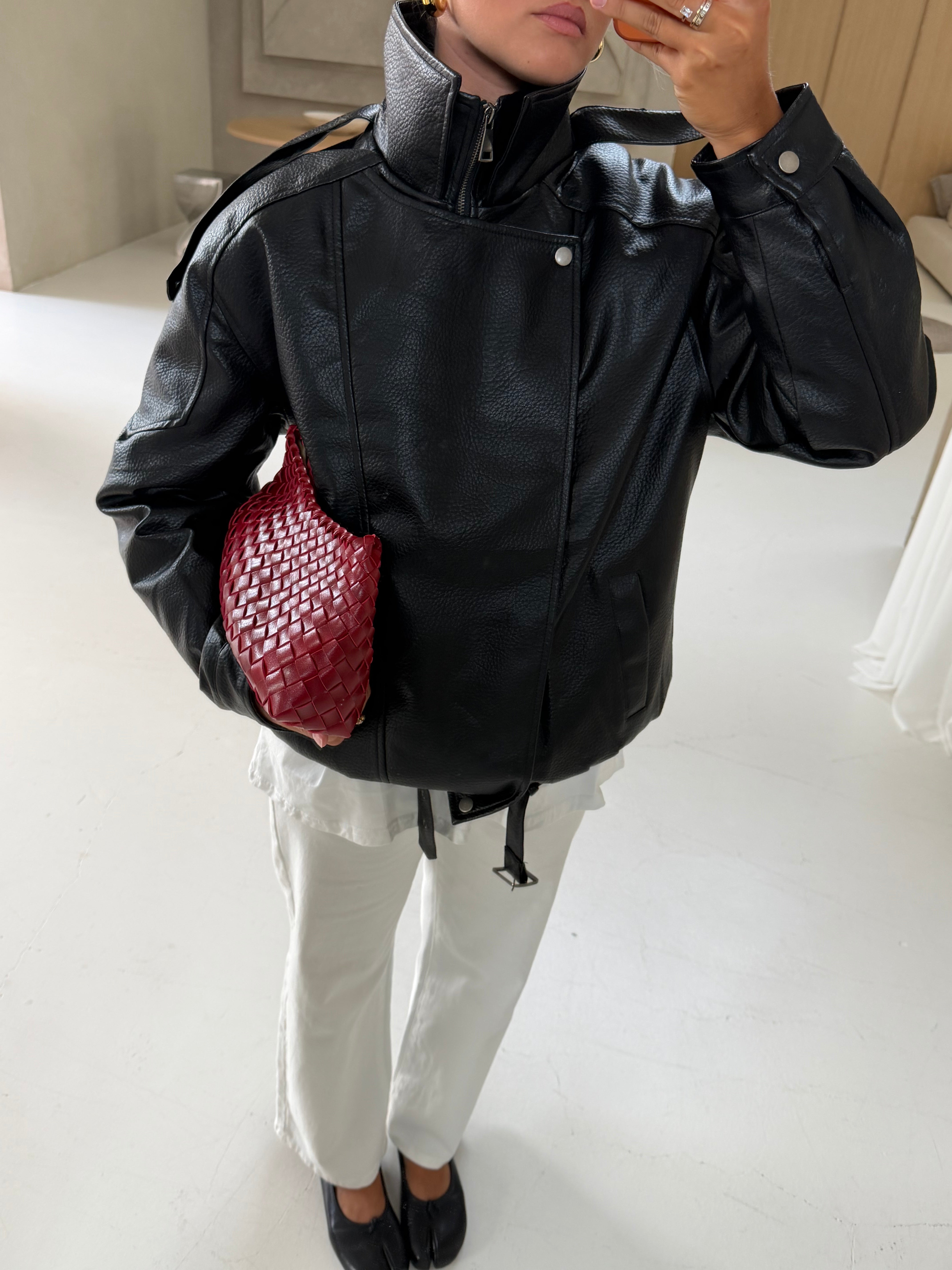 Veste LESLIE simili noire (HM-869)