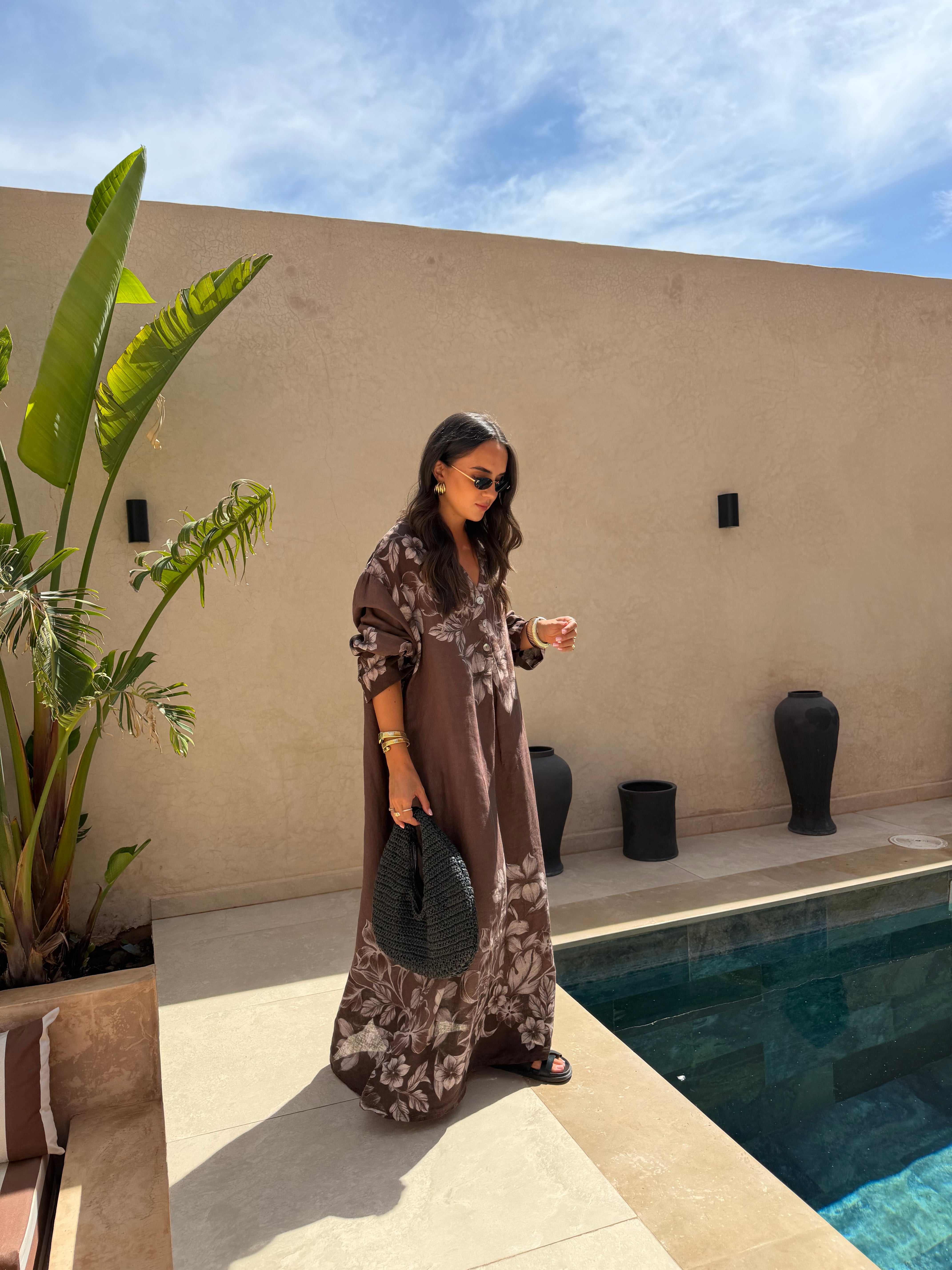 Robe lin marron