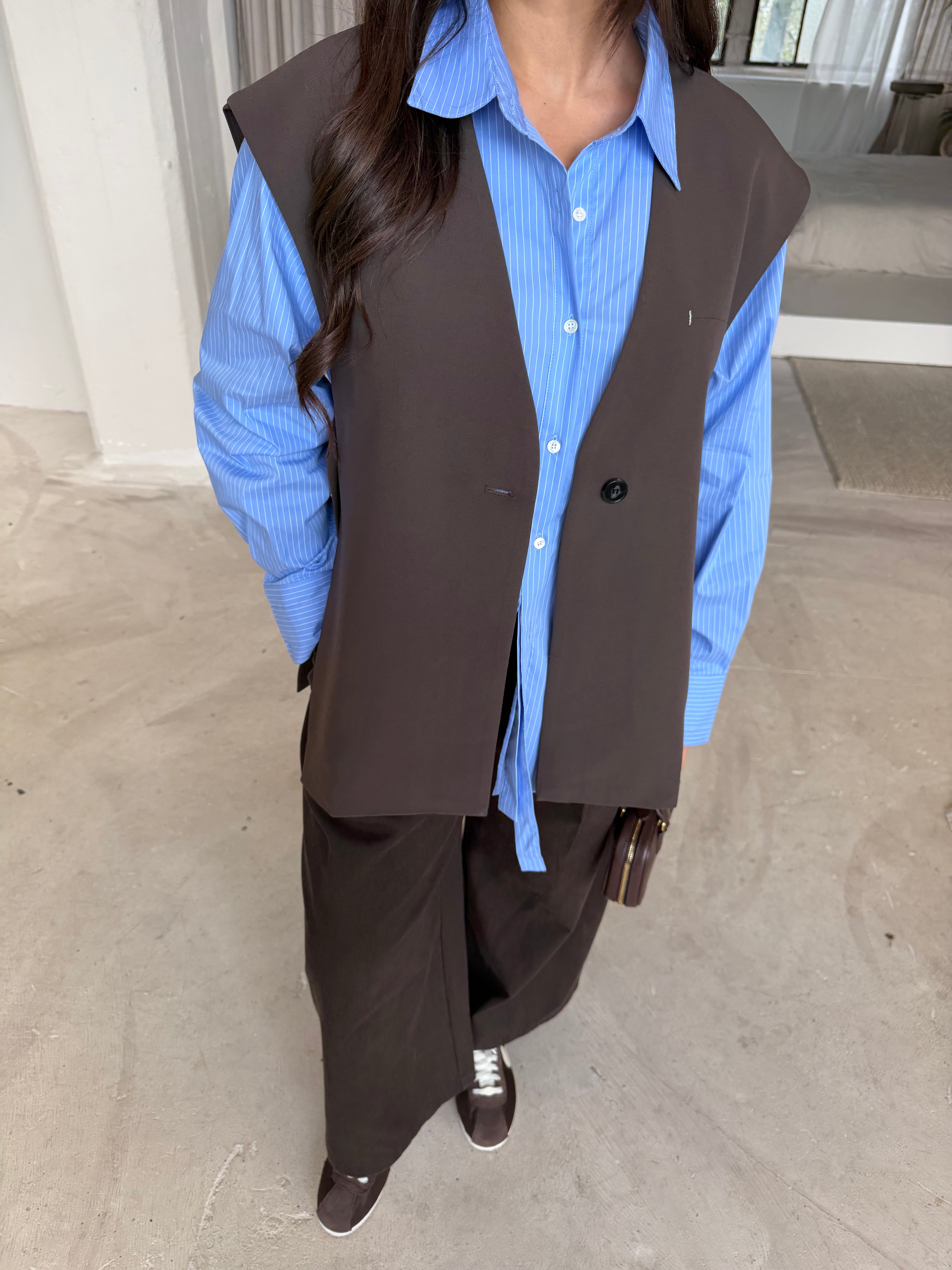 Blazer COUTURE sans manche choco (5813)