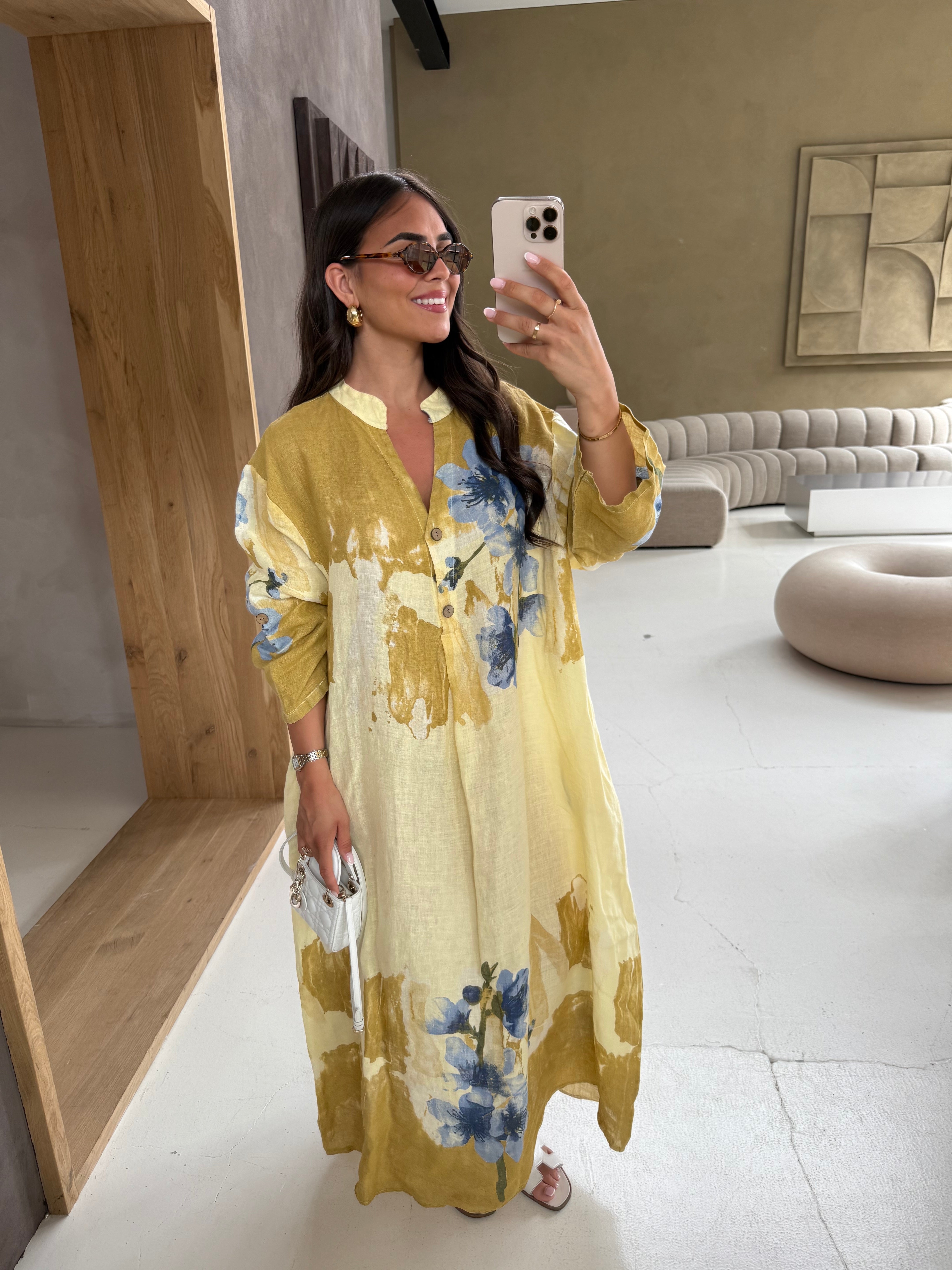 Robe ASNI longue jaune et bleue