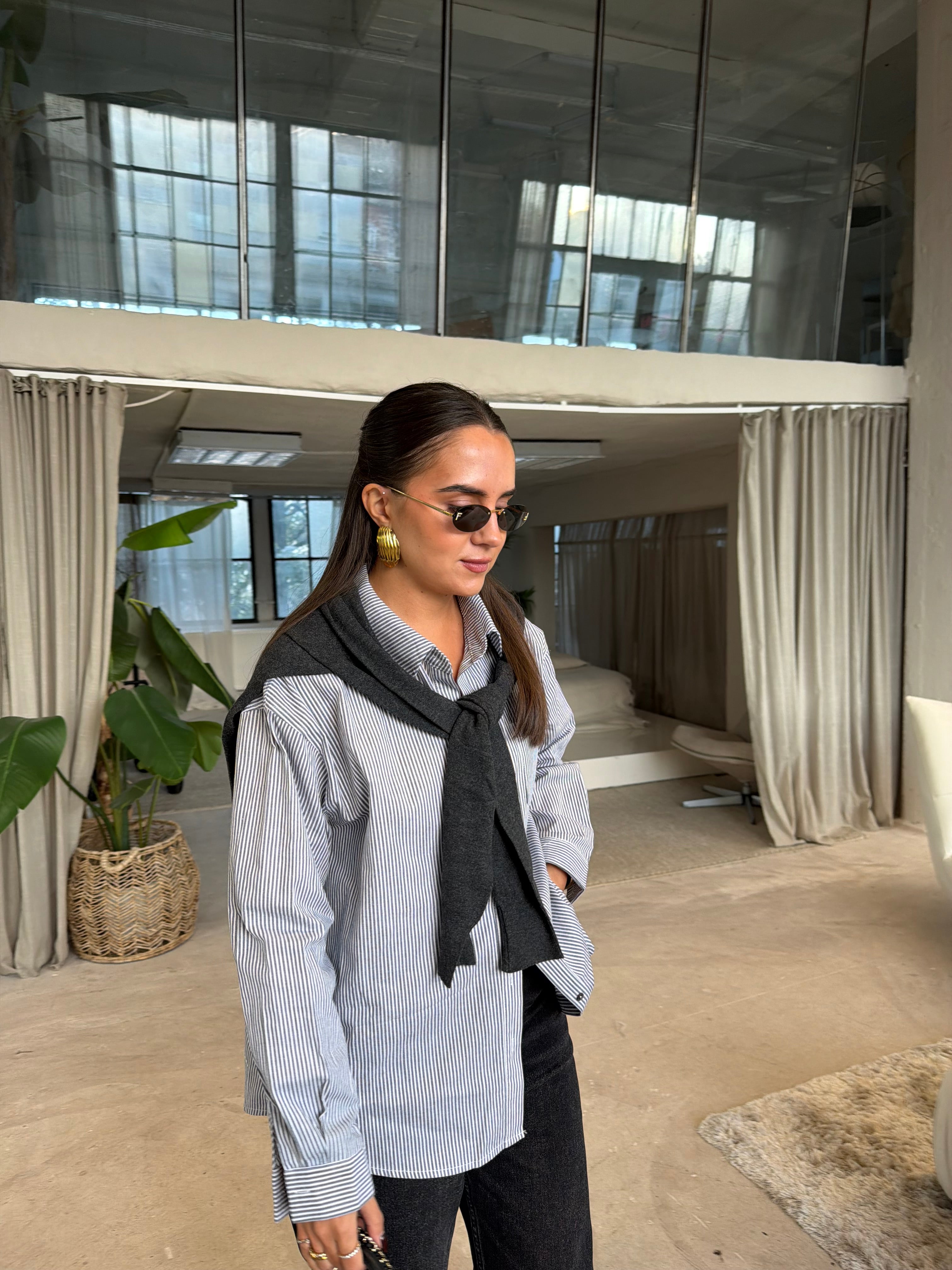 Chemise pull ELYS noire/grise (MA3381)