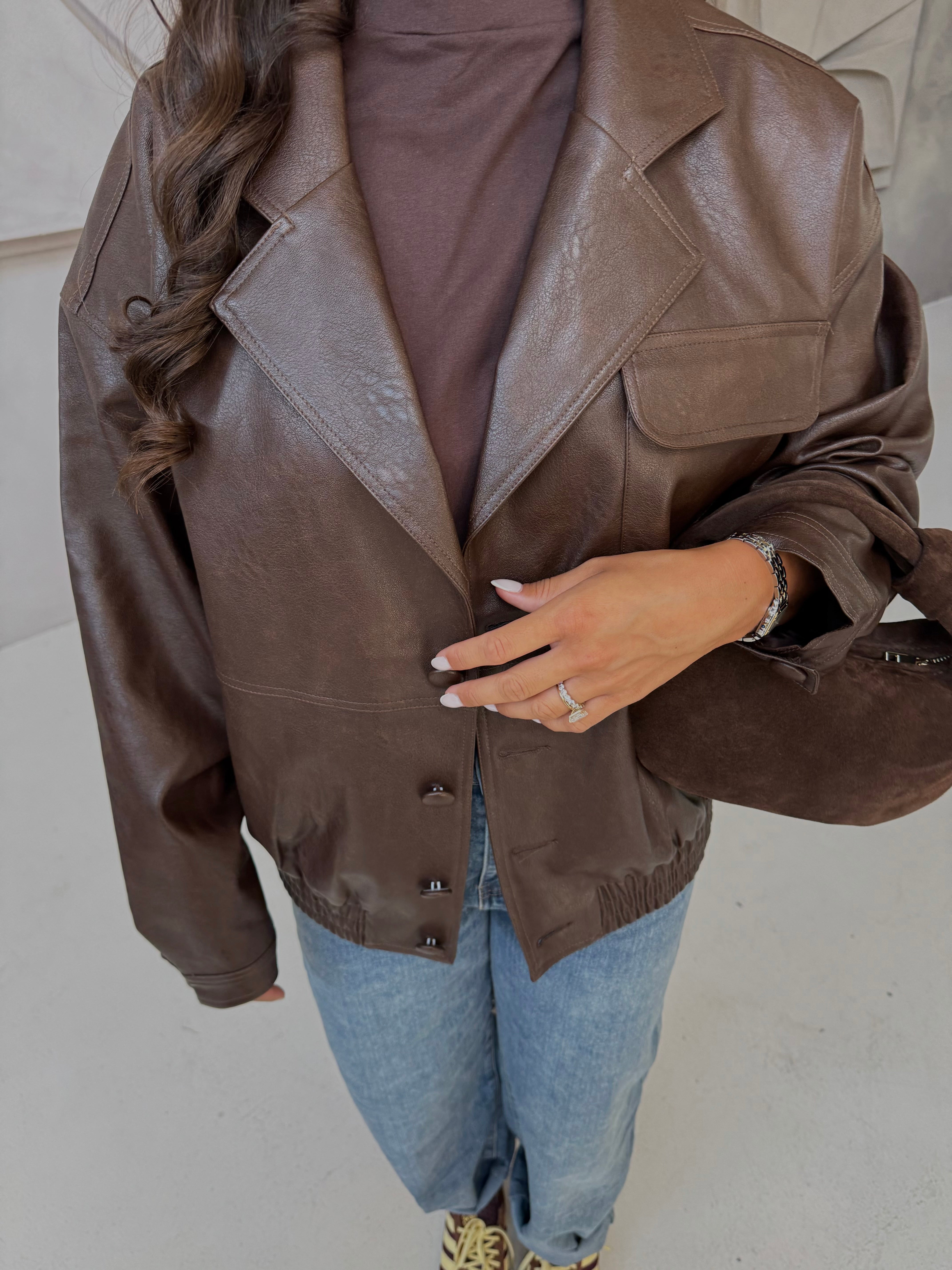 Veste ZALIA similicuir marron (3198)
