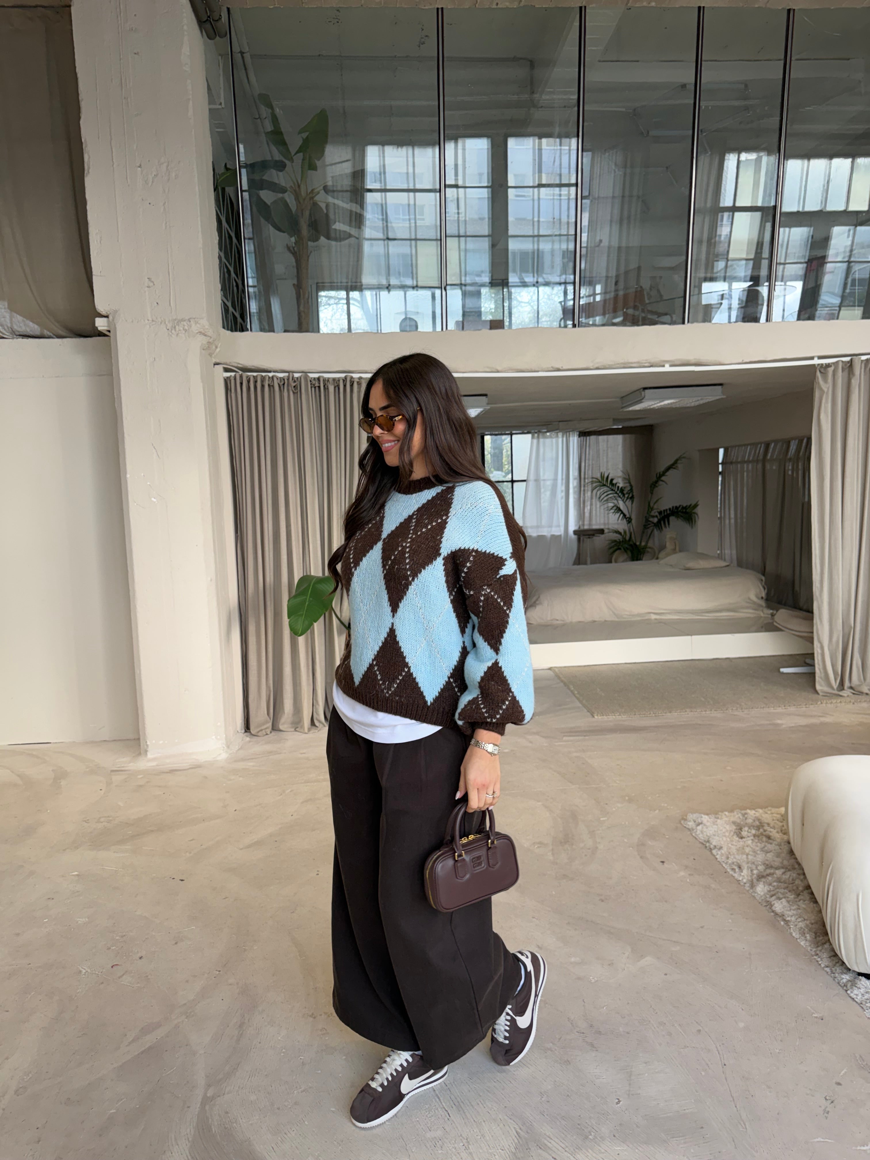 Pull LOSANGE bleu marron