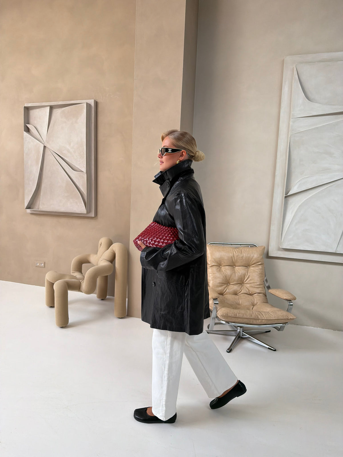 Veste COLINE simili cuir noire (JZM001)