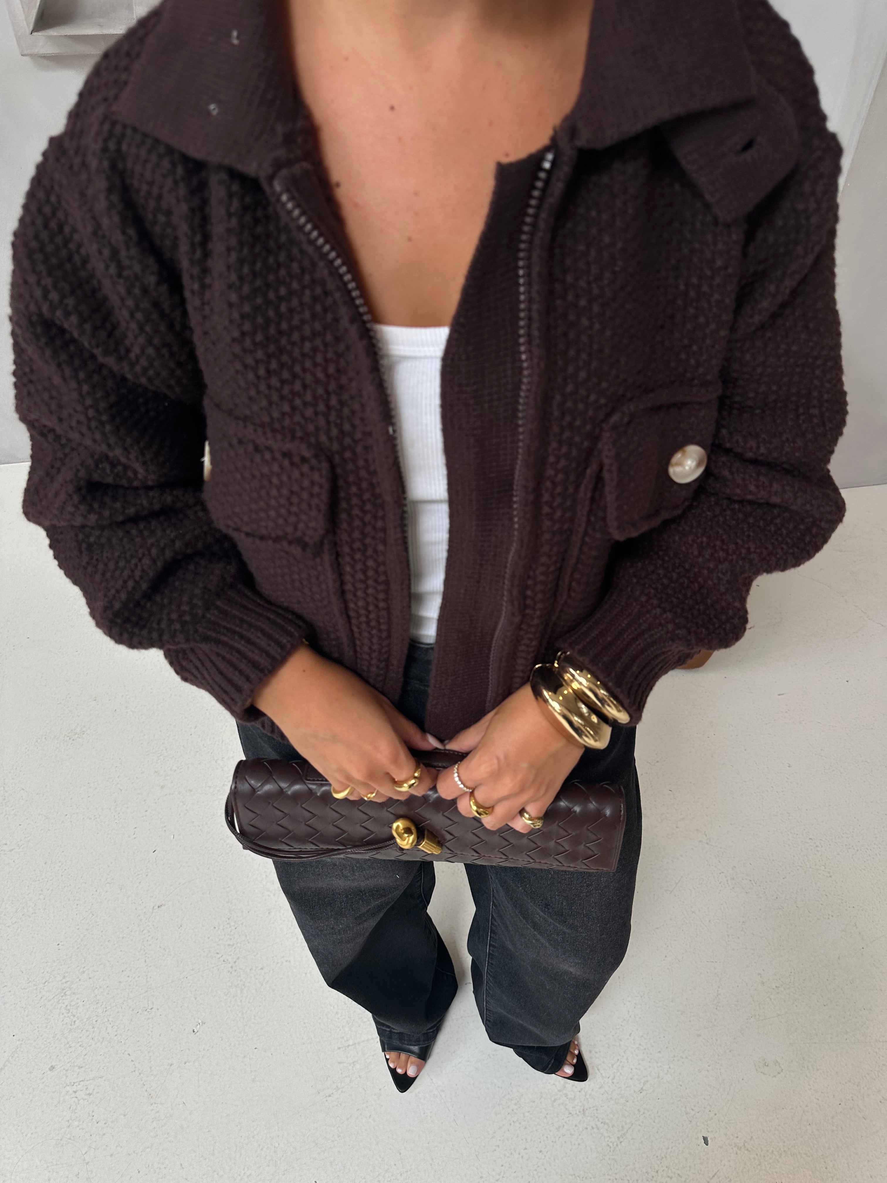 Gilet GABRIELA zip marron (6930)