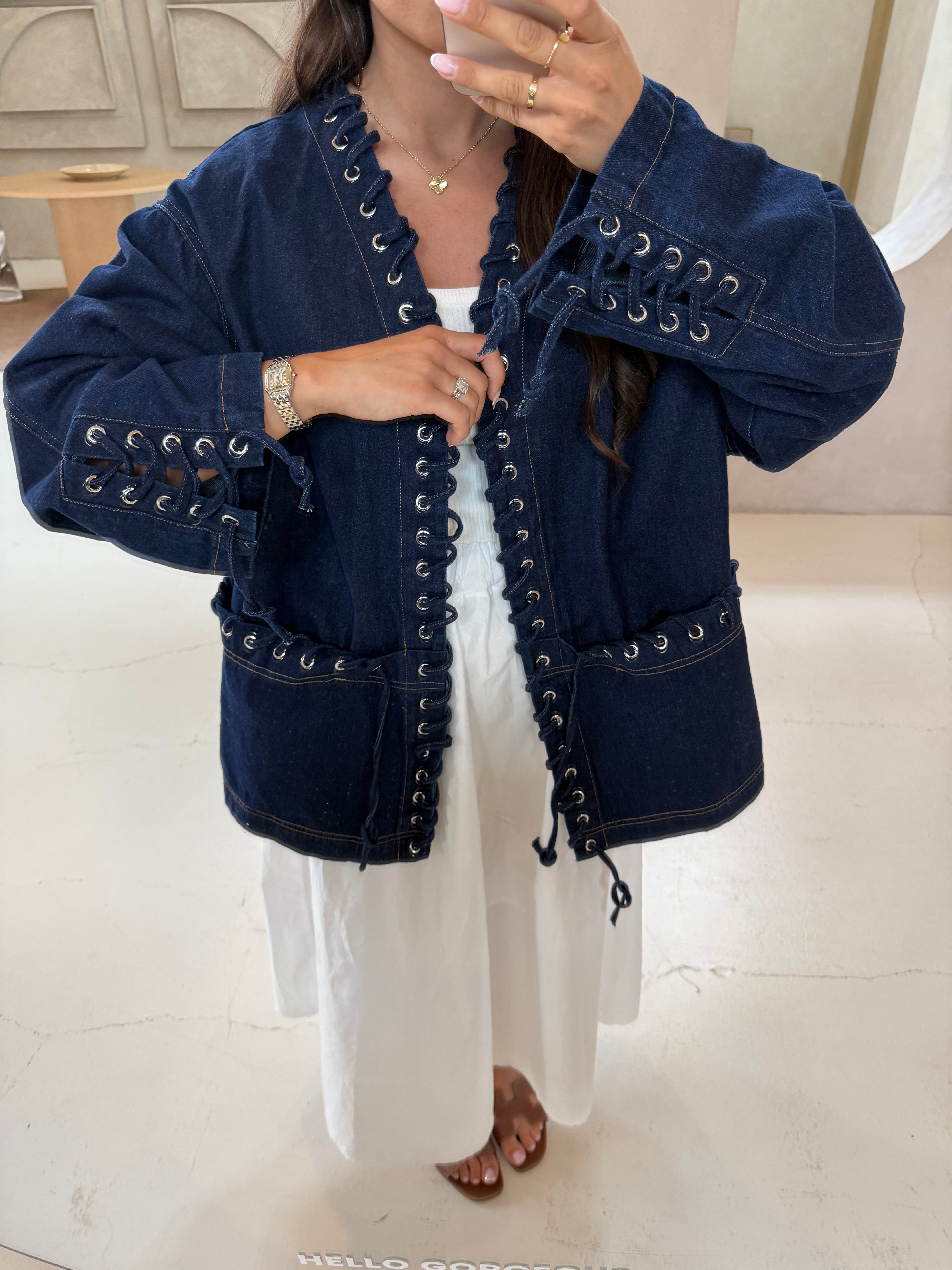 Veste en jean bleu brute (VJ10162)