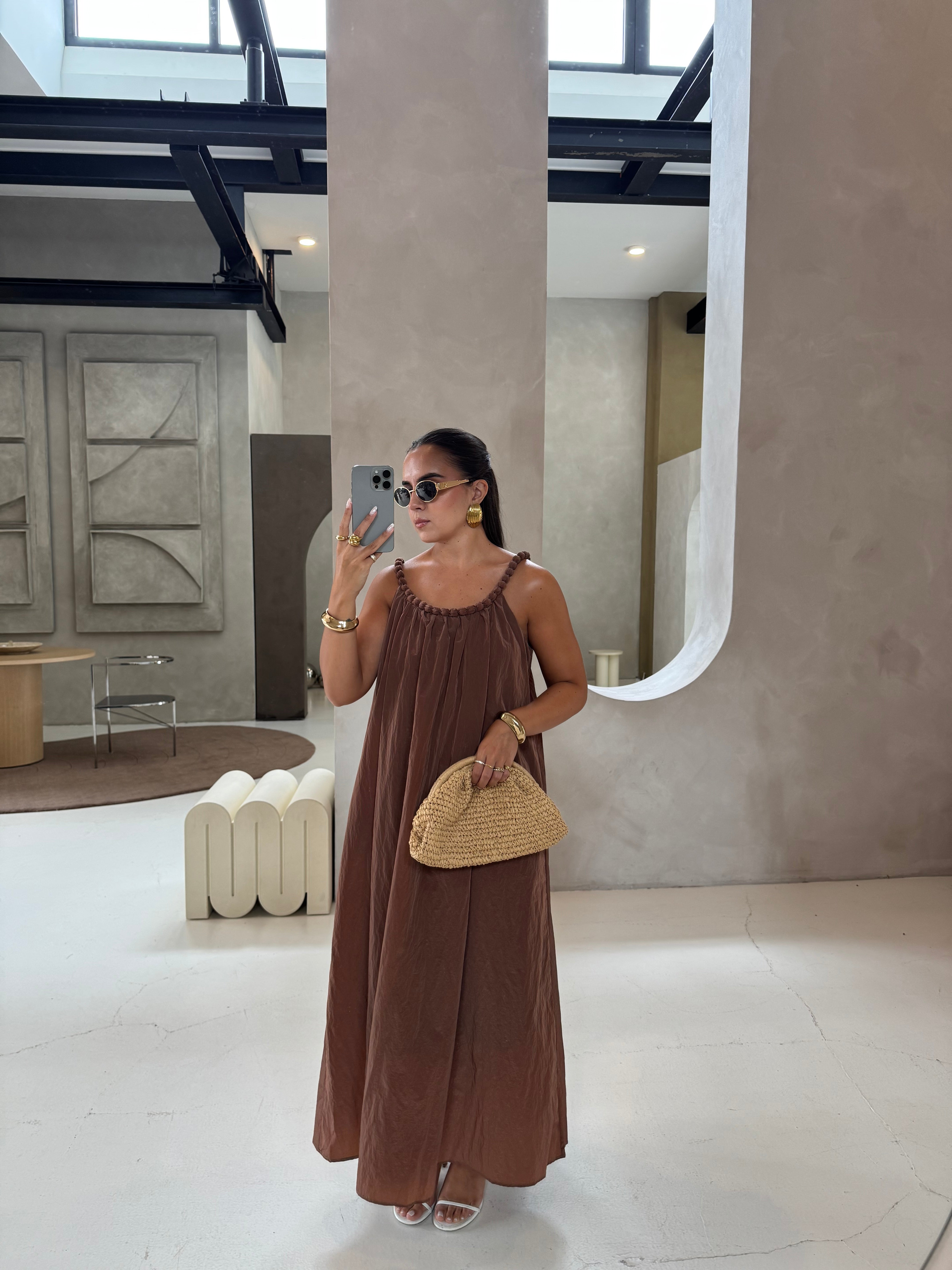 Robe ROSANA bretelle marron (SJ2511)