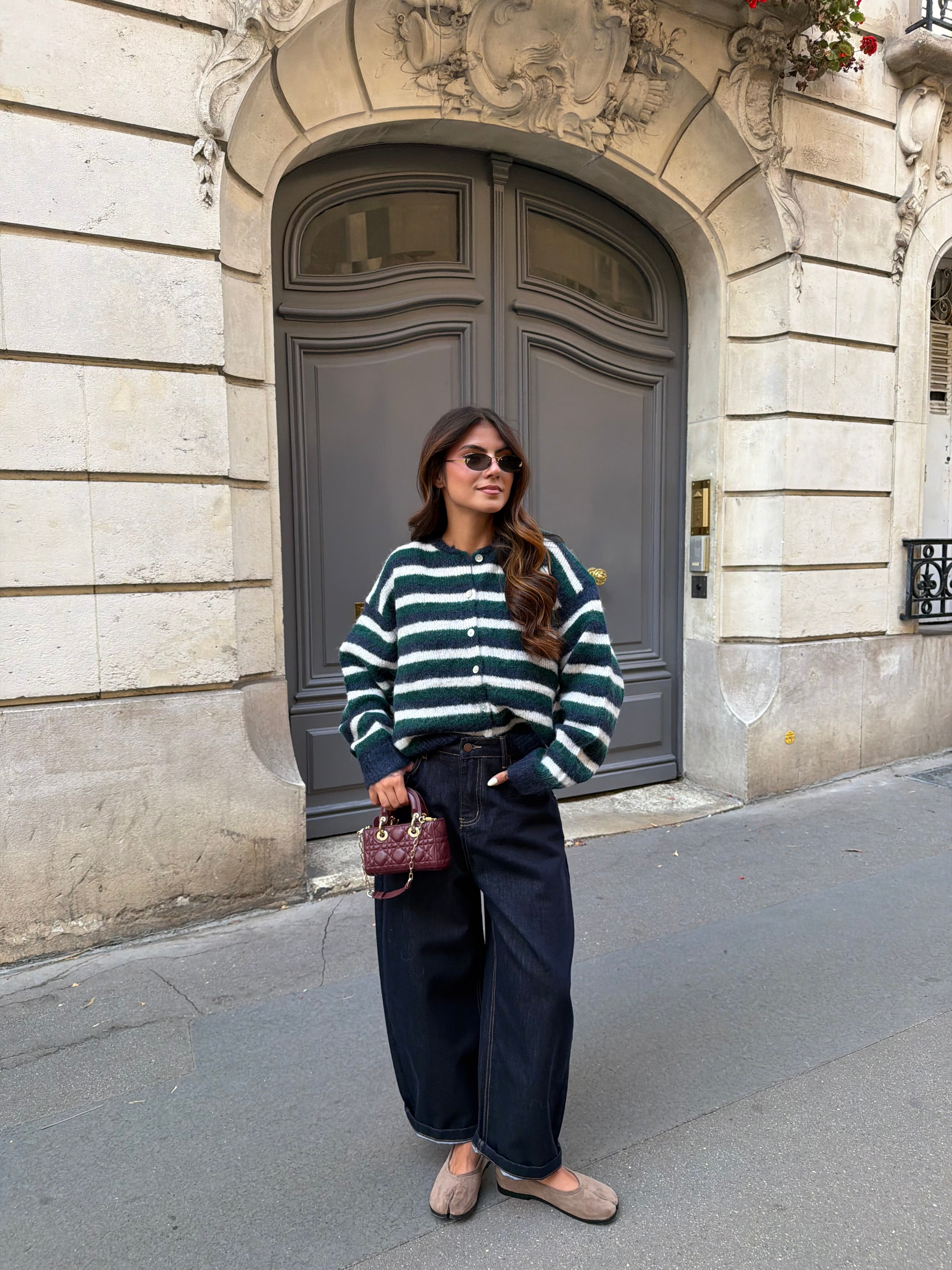 Gilet à rayures bleu vert (2691)