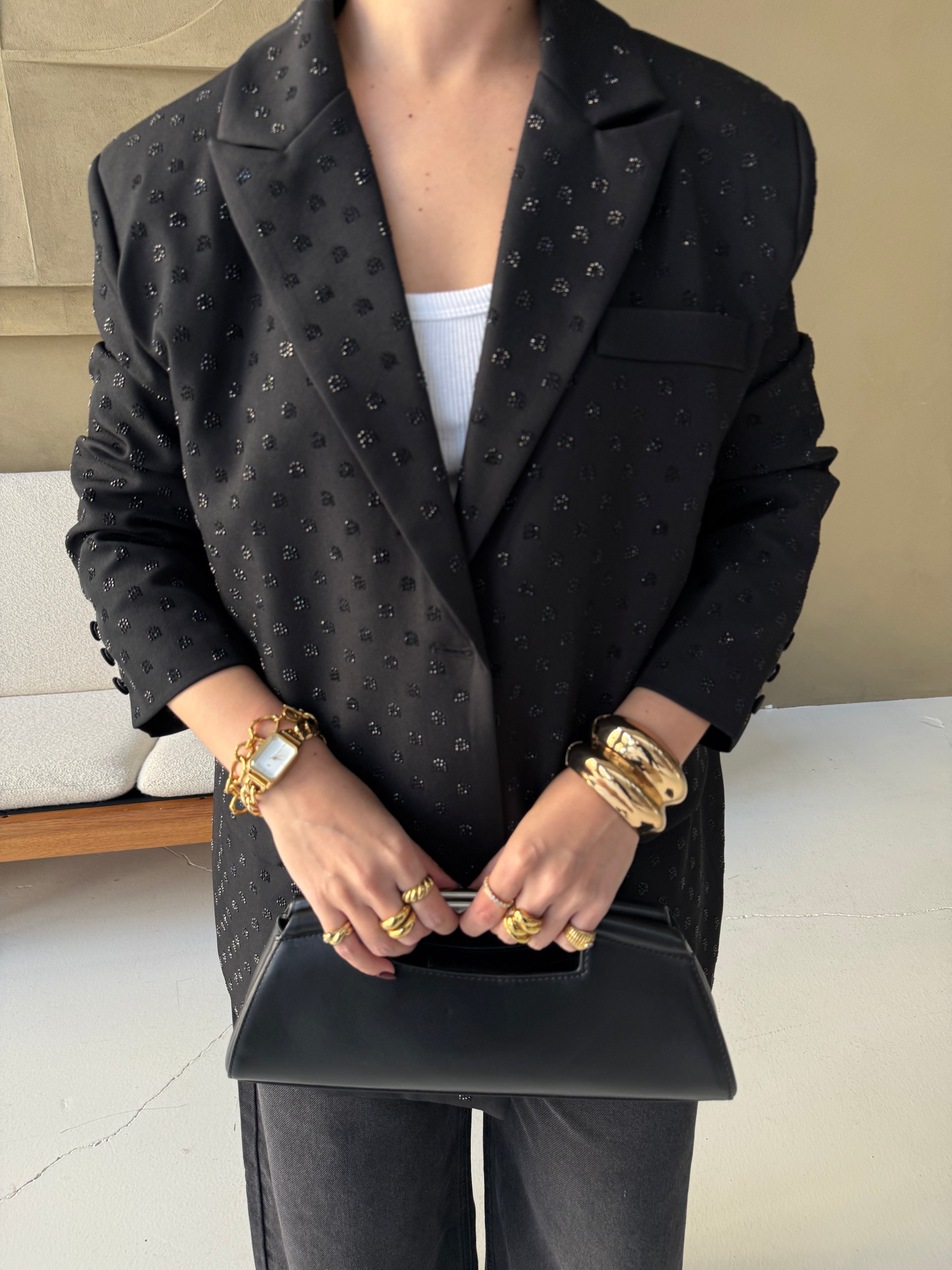 Blazer paillette noir (V5143)