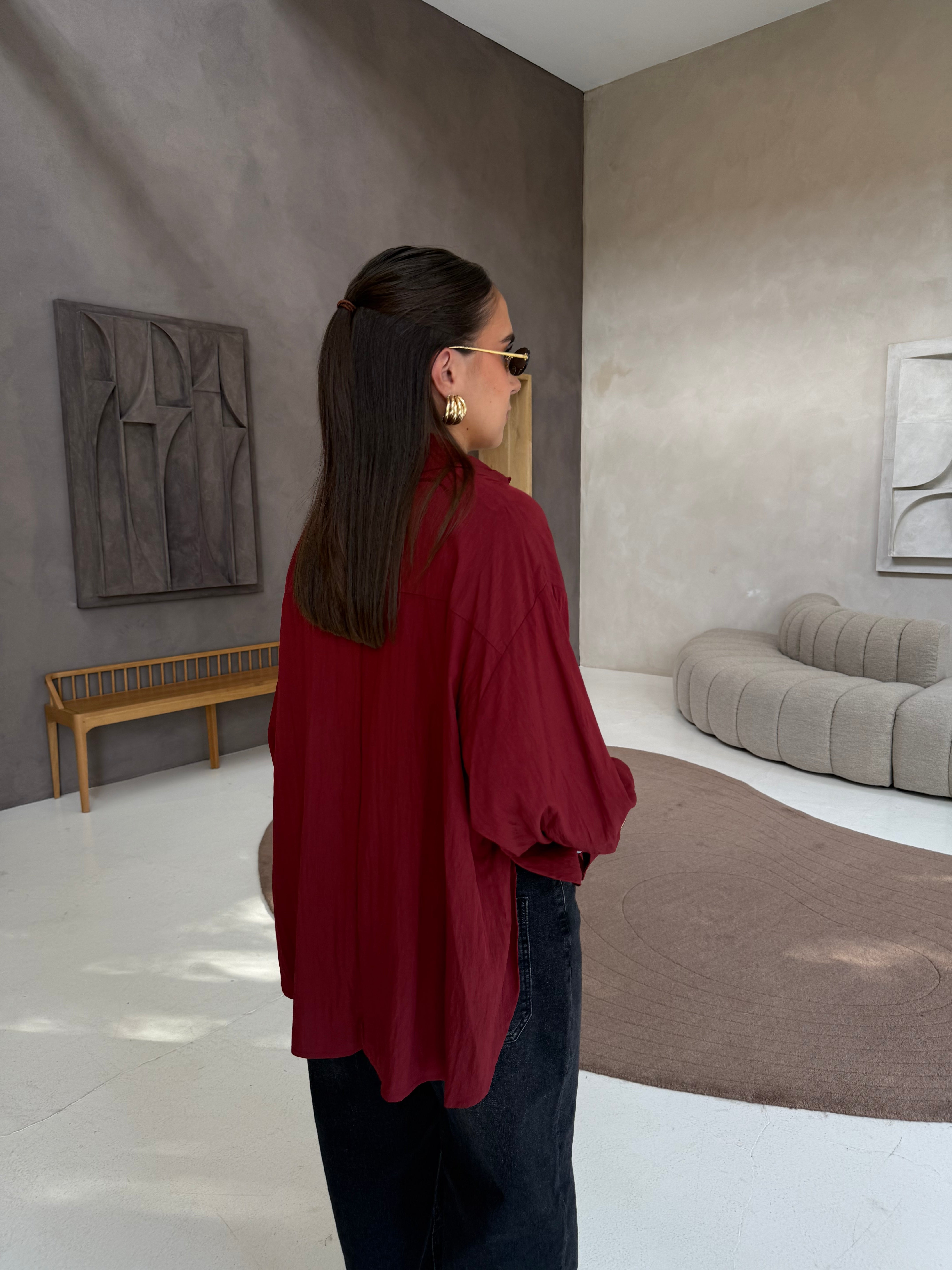 Chemise JANY poche bordeaux (JY5105)