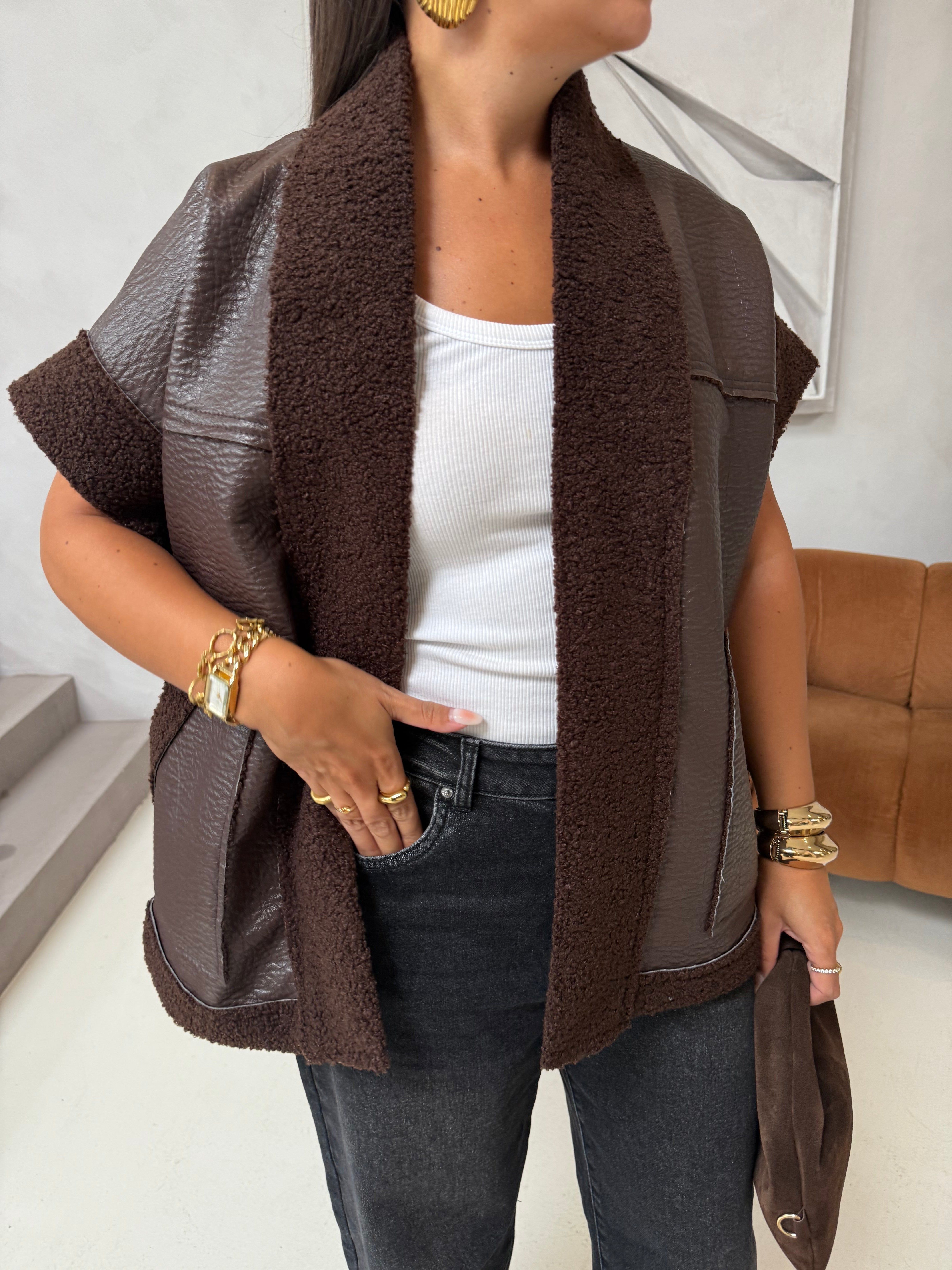 Veste sans manche NANCY marron (13330)