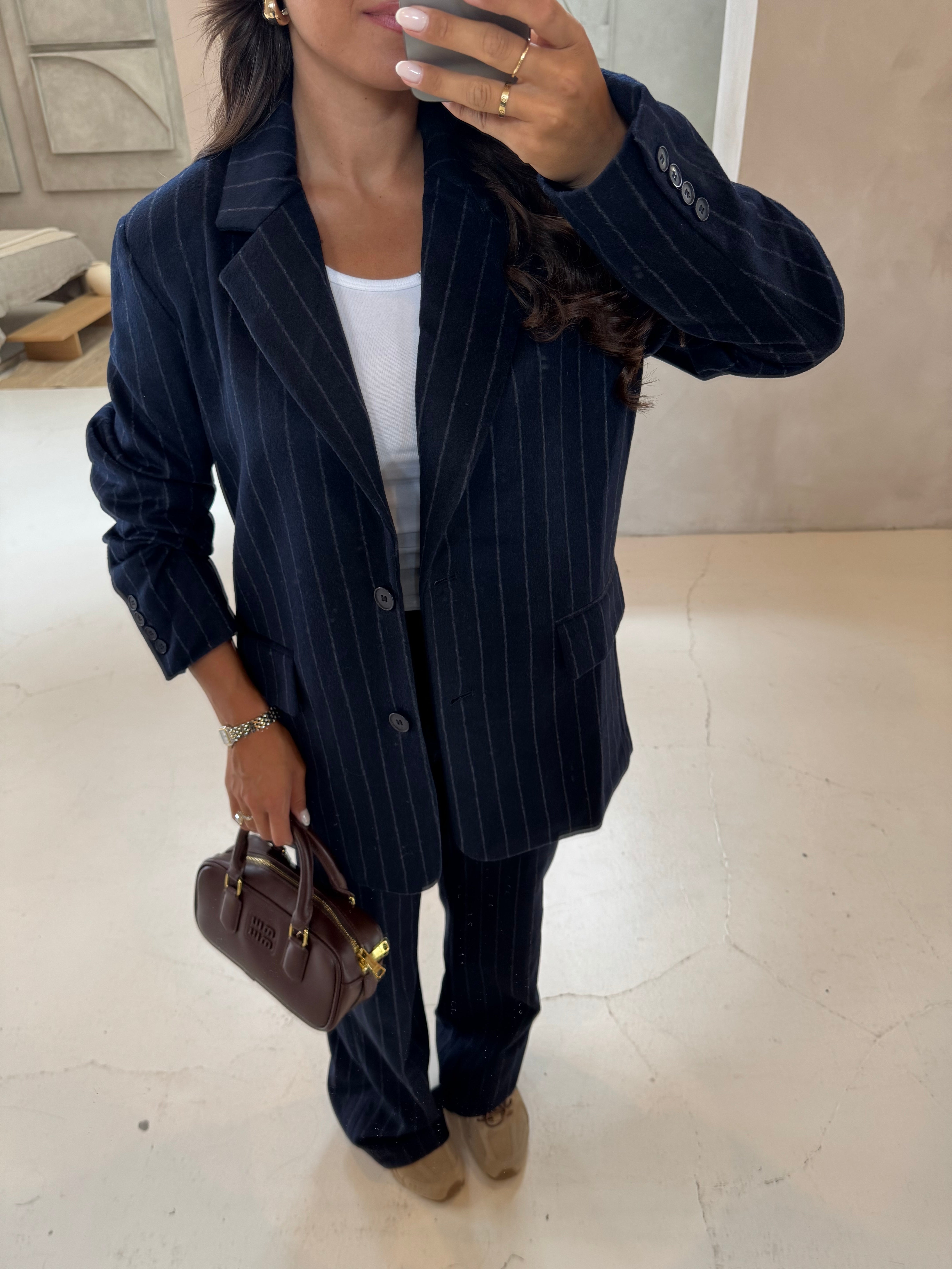 Pantalon MELA épais rayures bleu (p-2510)