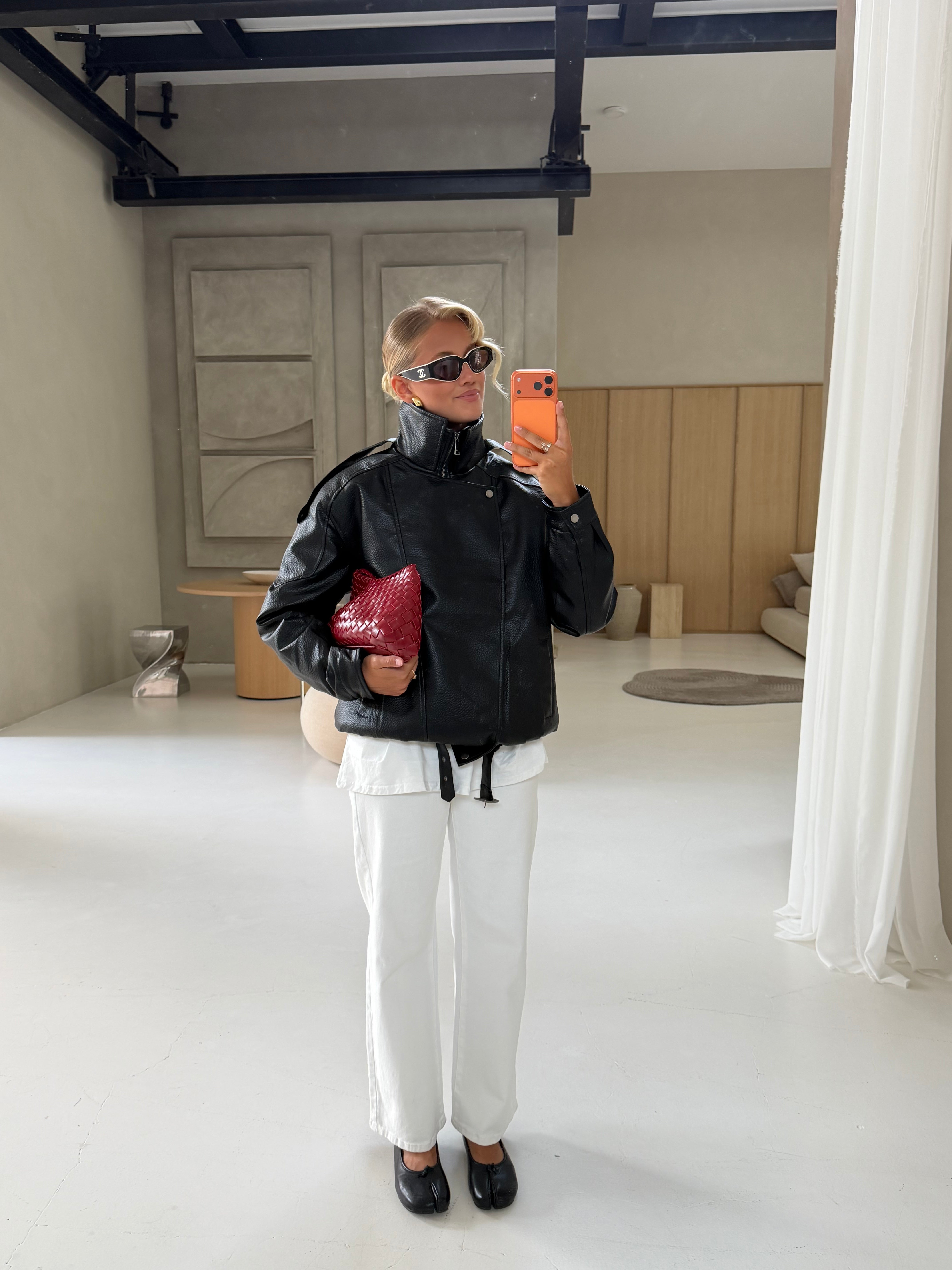 Veste LESLIE simili noire (HM-869)