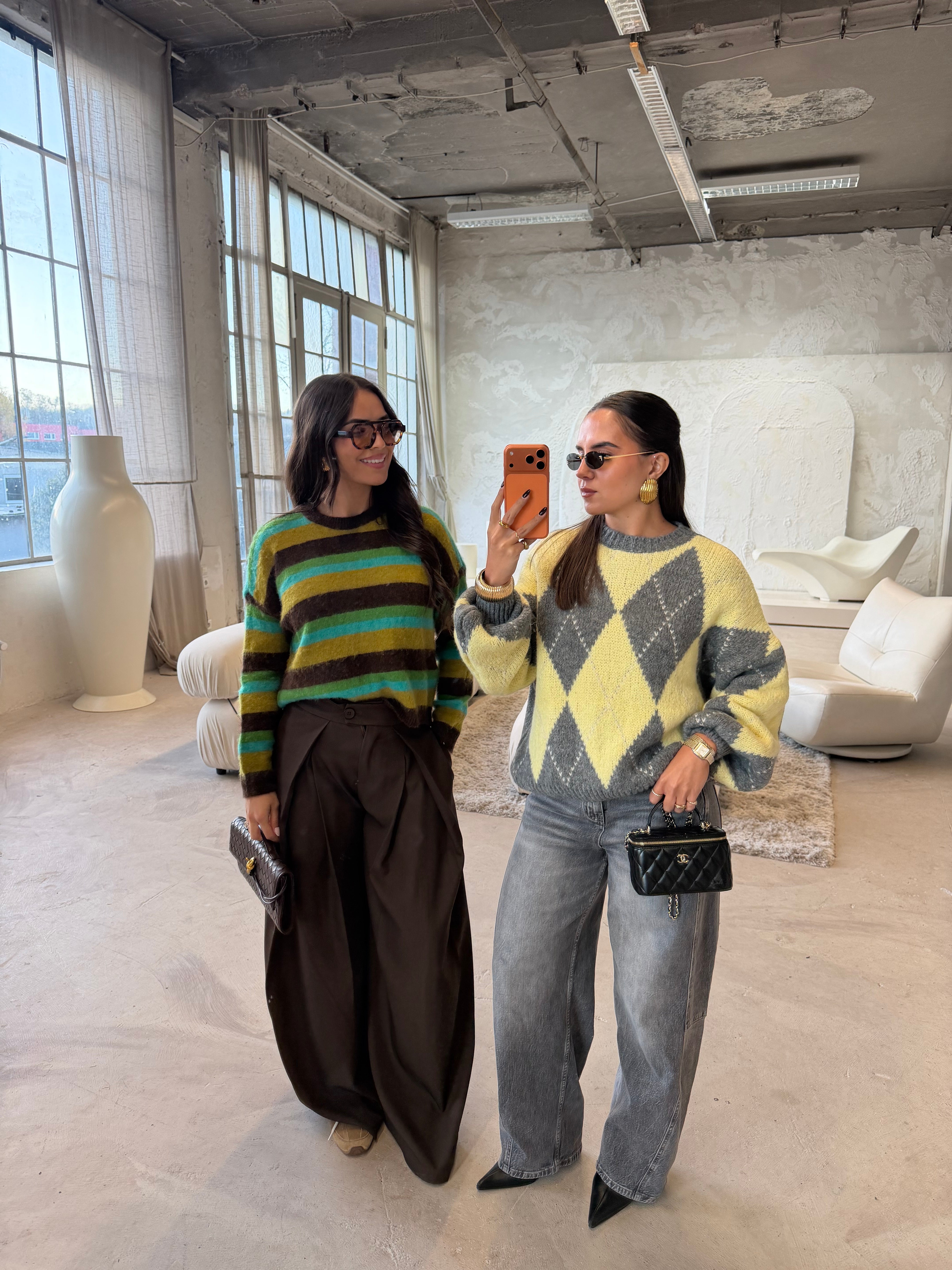 Pull COLORI jaune marron