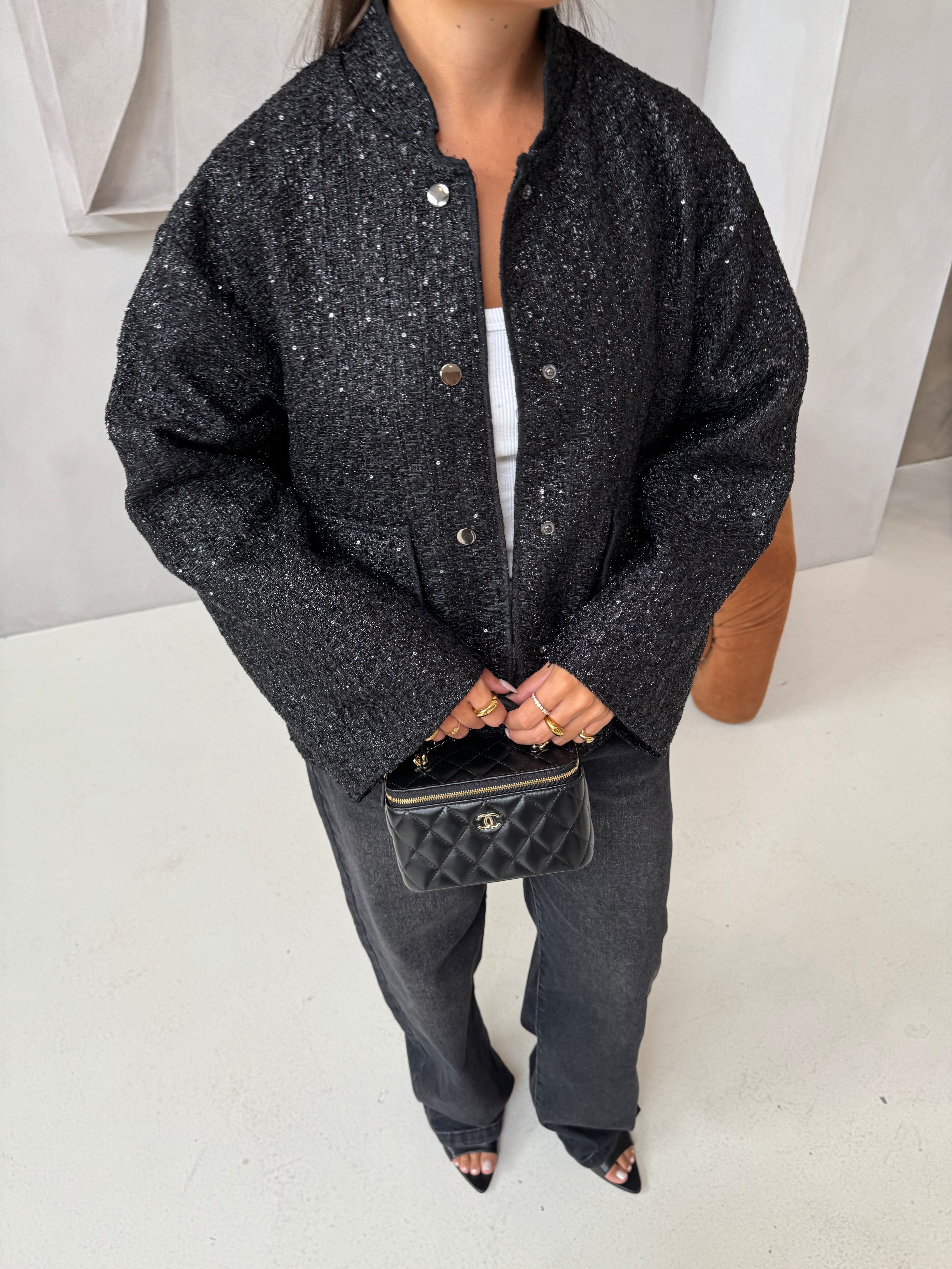 Veste noir à paillettes (V-2449)