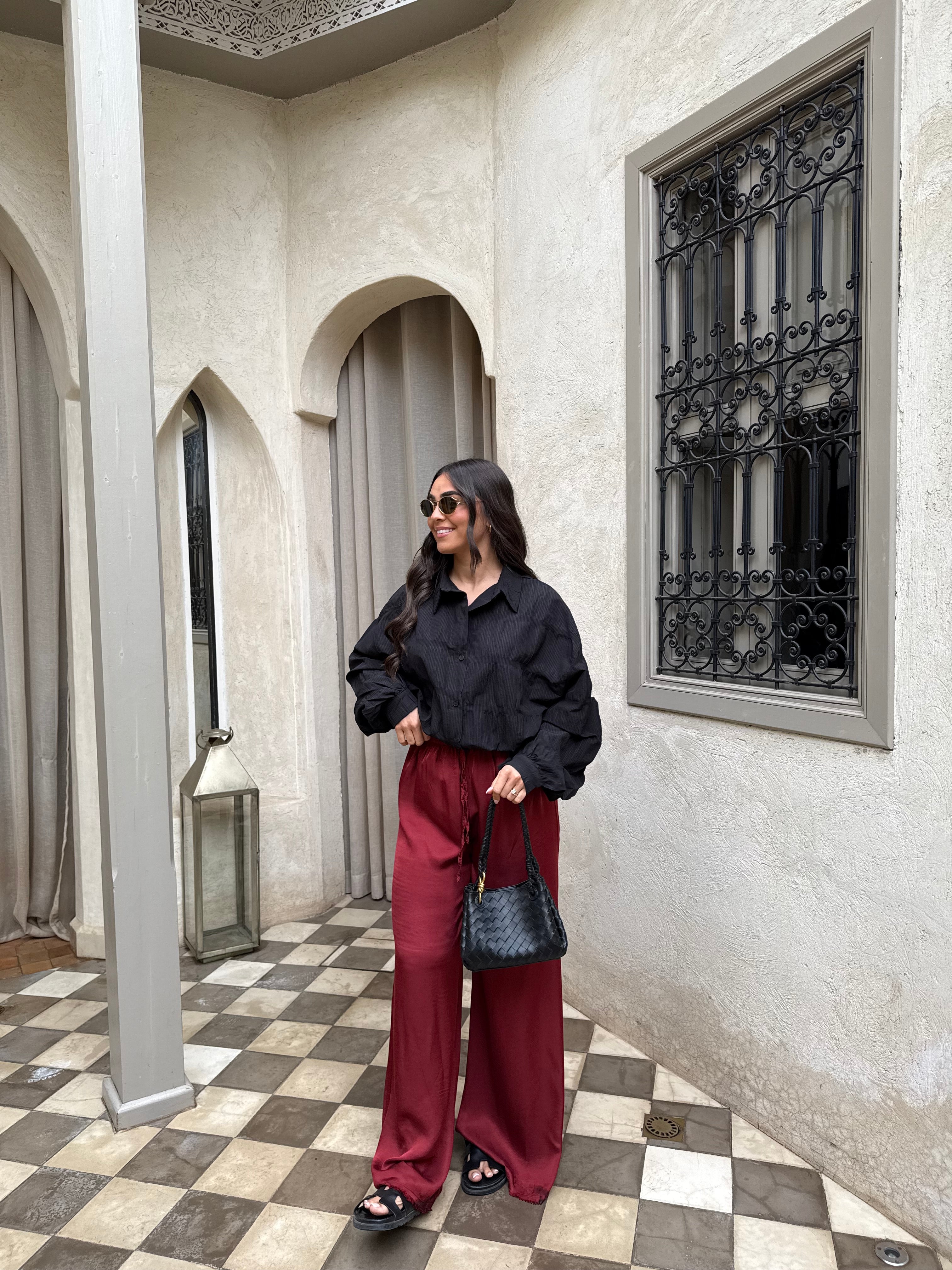 Pantalon SENS satiné bordeaux