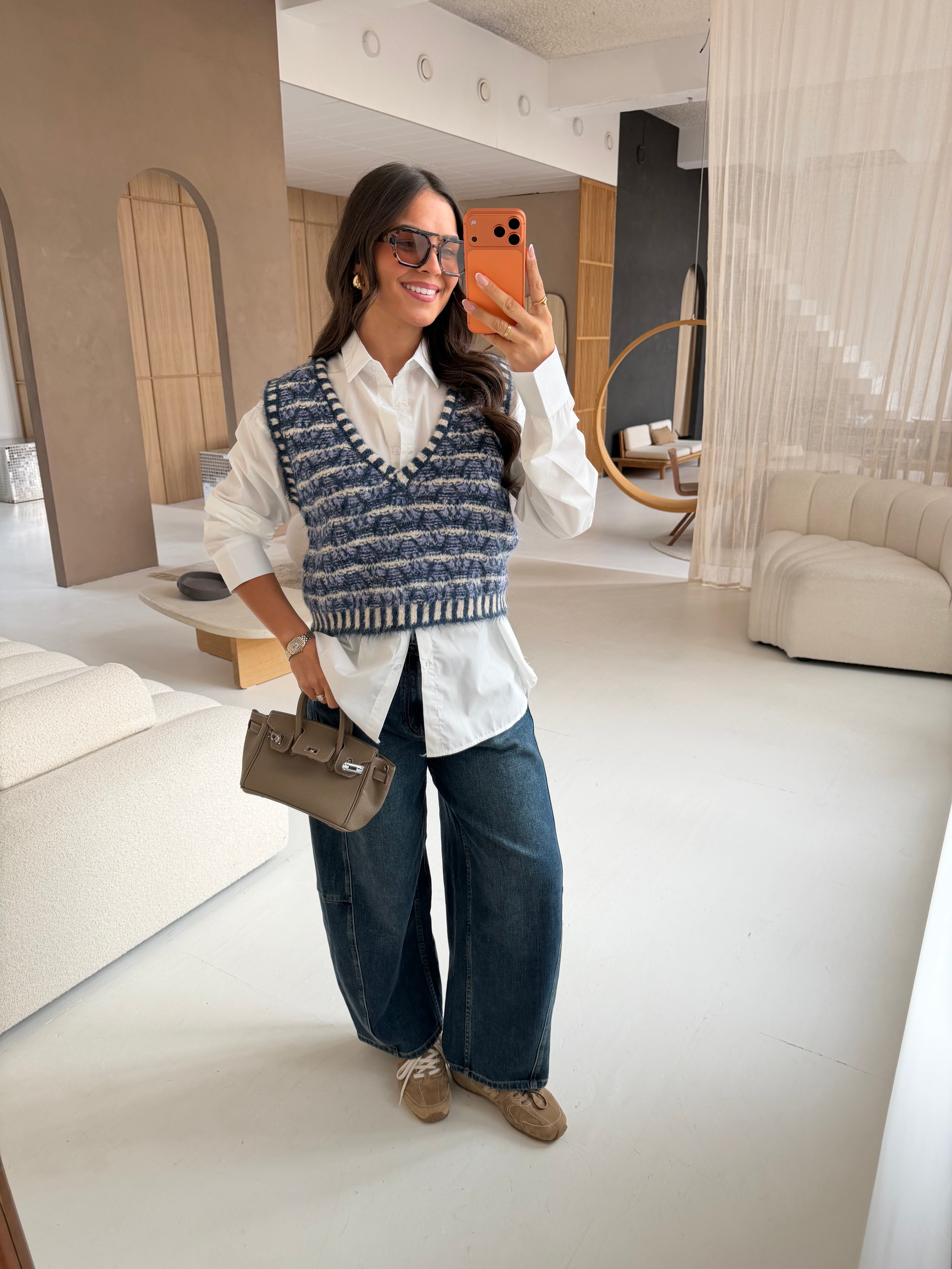 Pull V sans manche bleu (24203407)