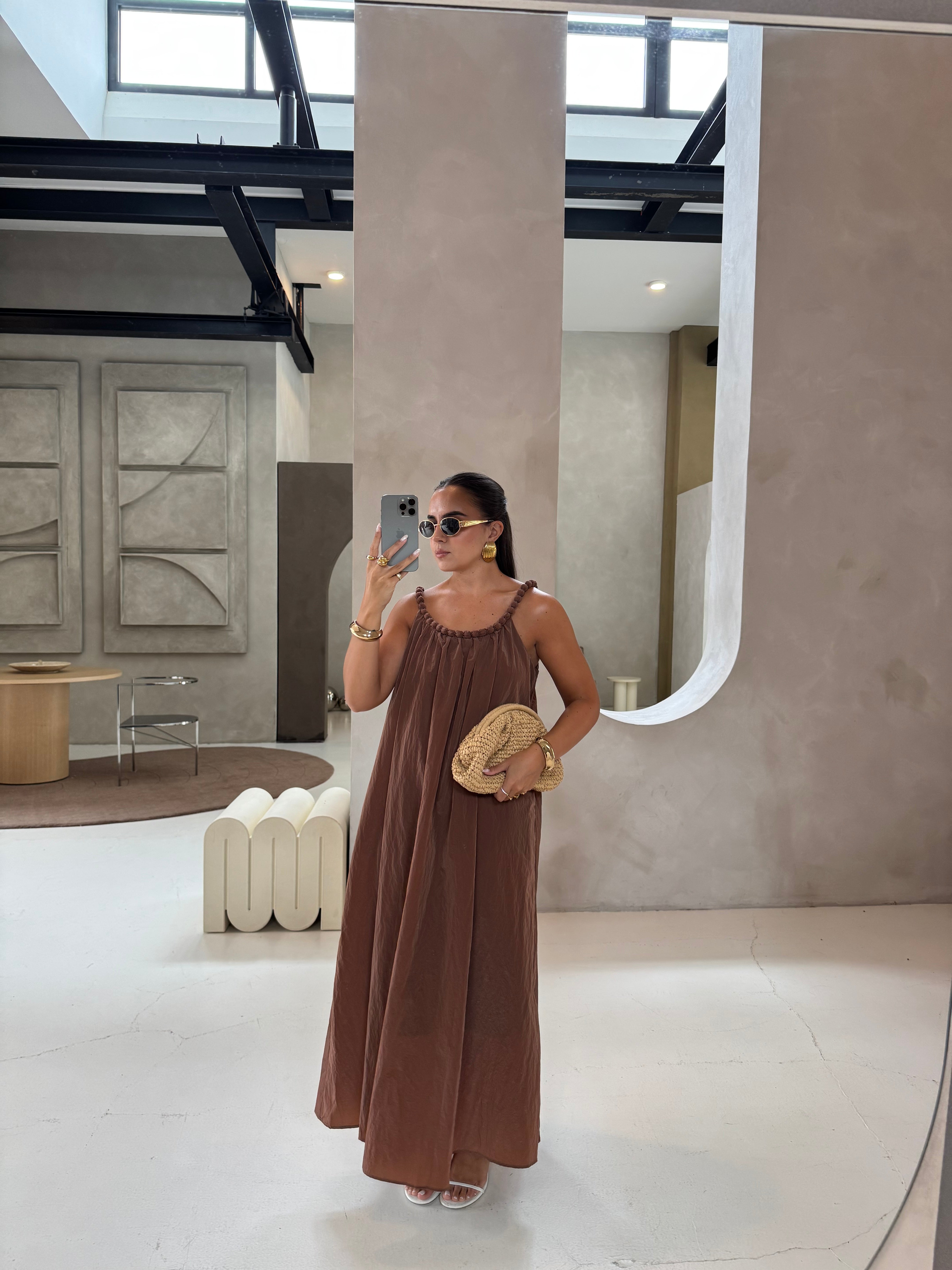 Robe ROSANA bretelle marron (SJ2511)