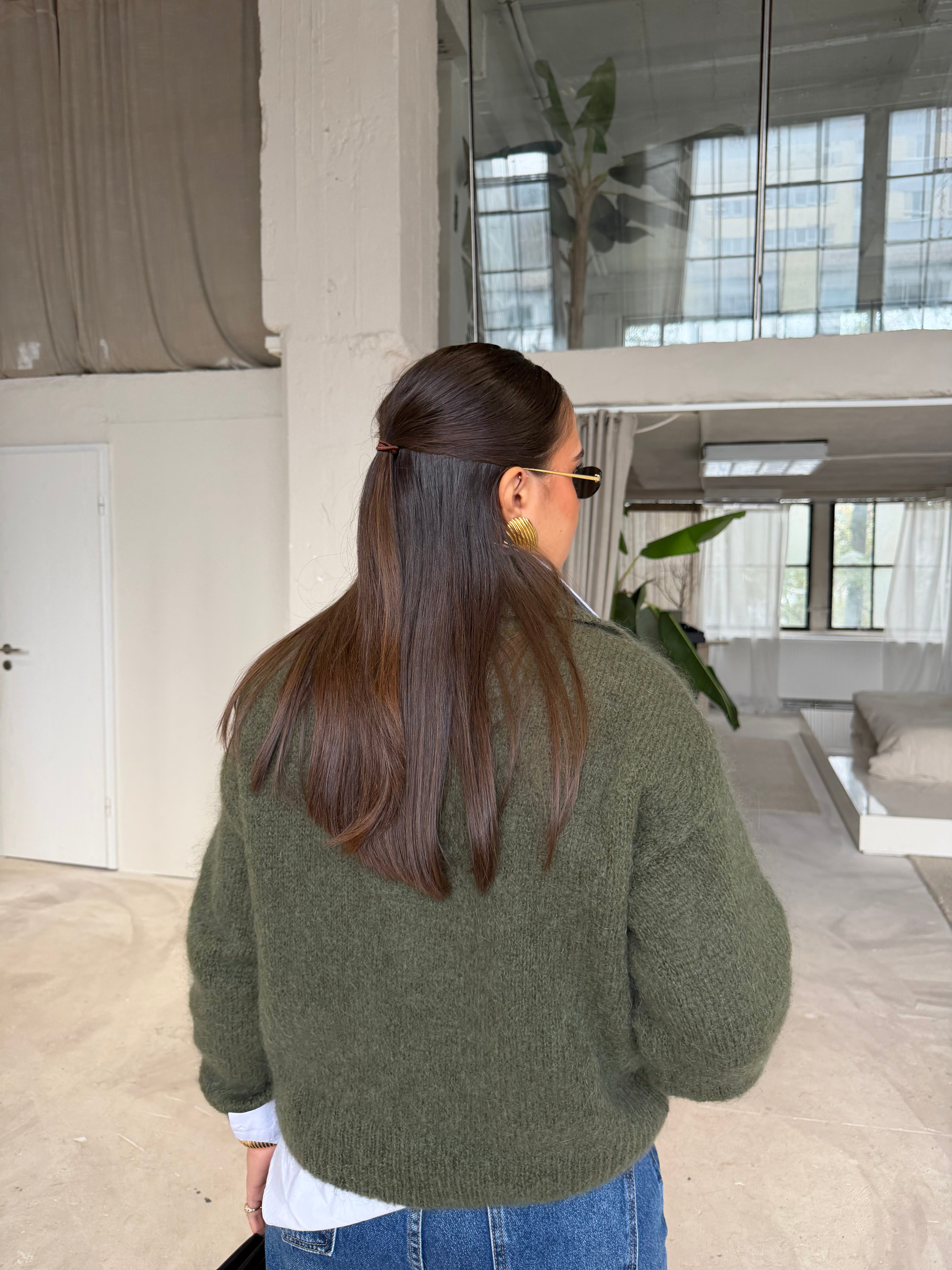 Gilet ZIP mohair kaki (24171)