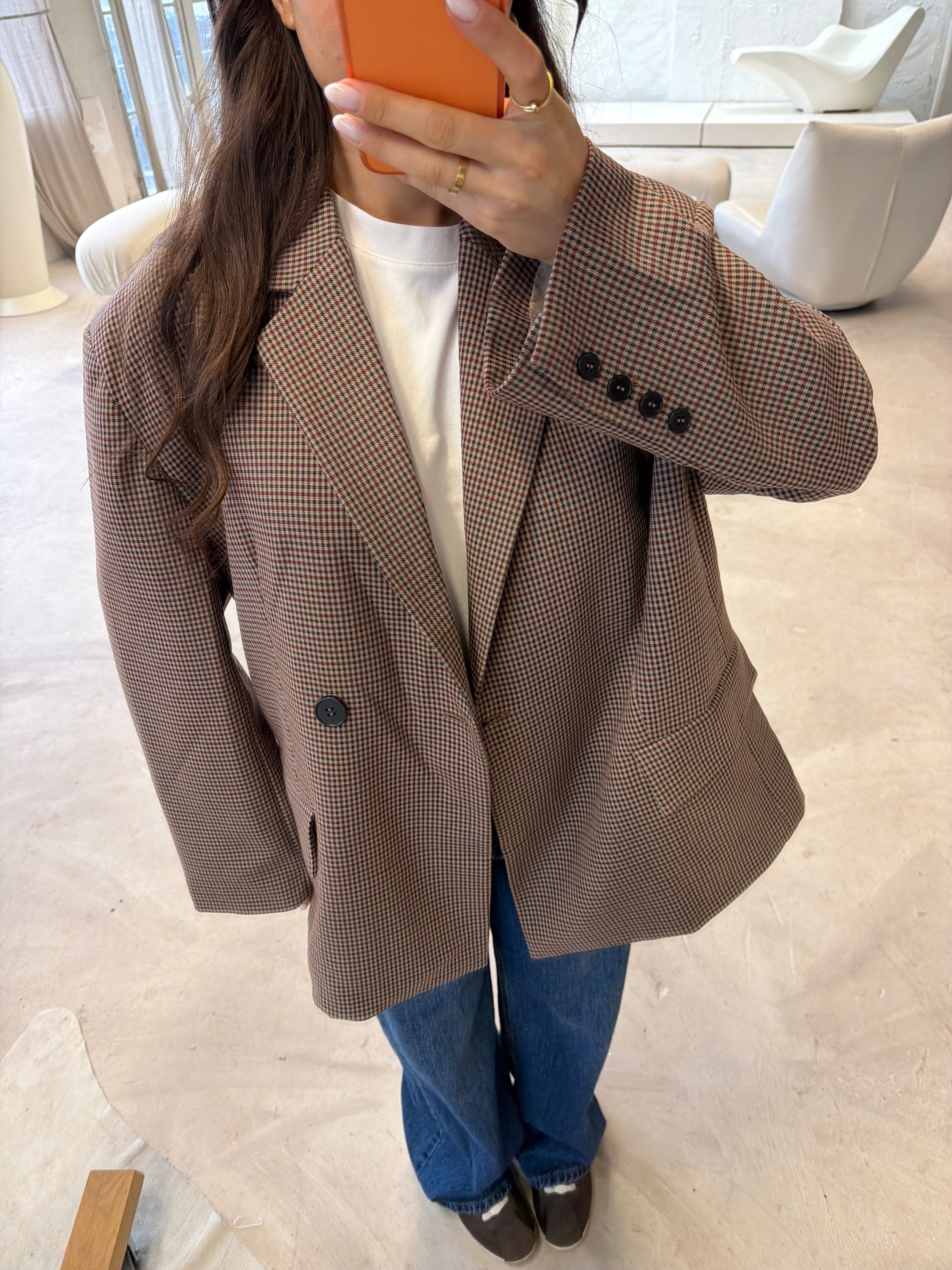 Blazer pied de poule bordeaux