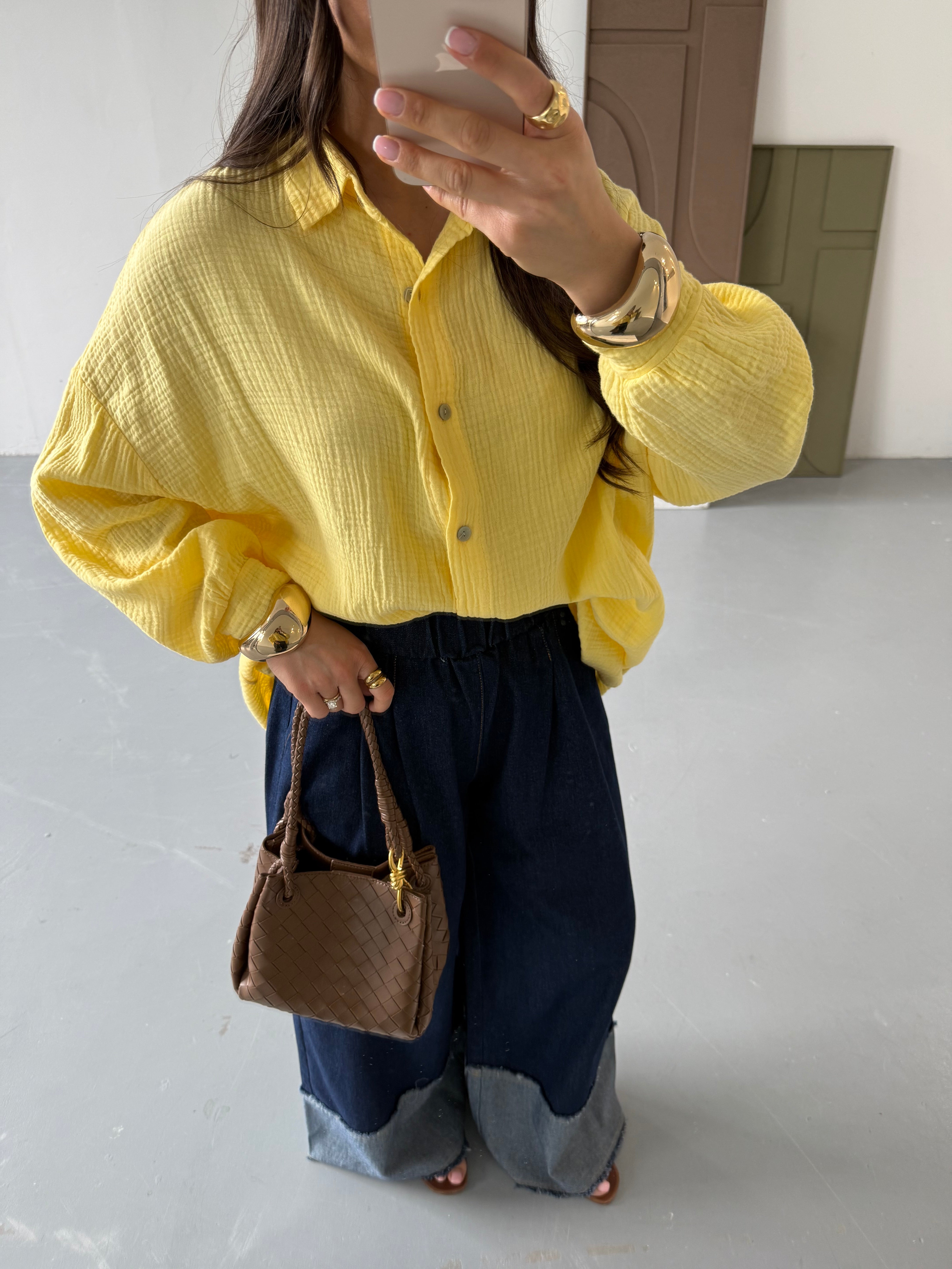 Chemise gaze de coton jaune
