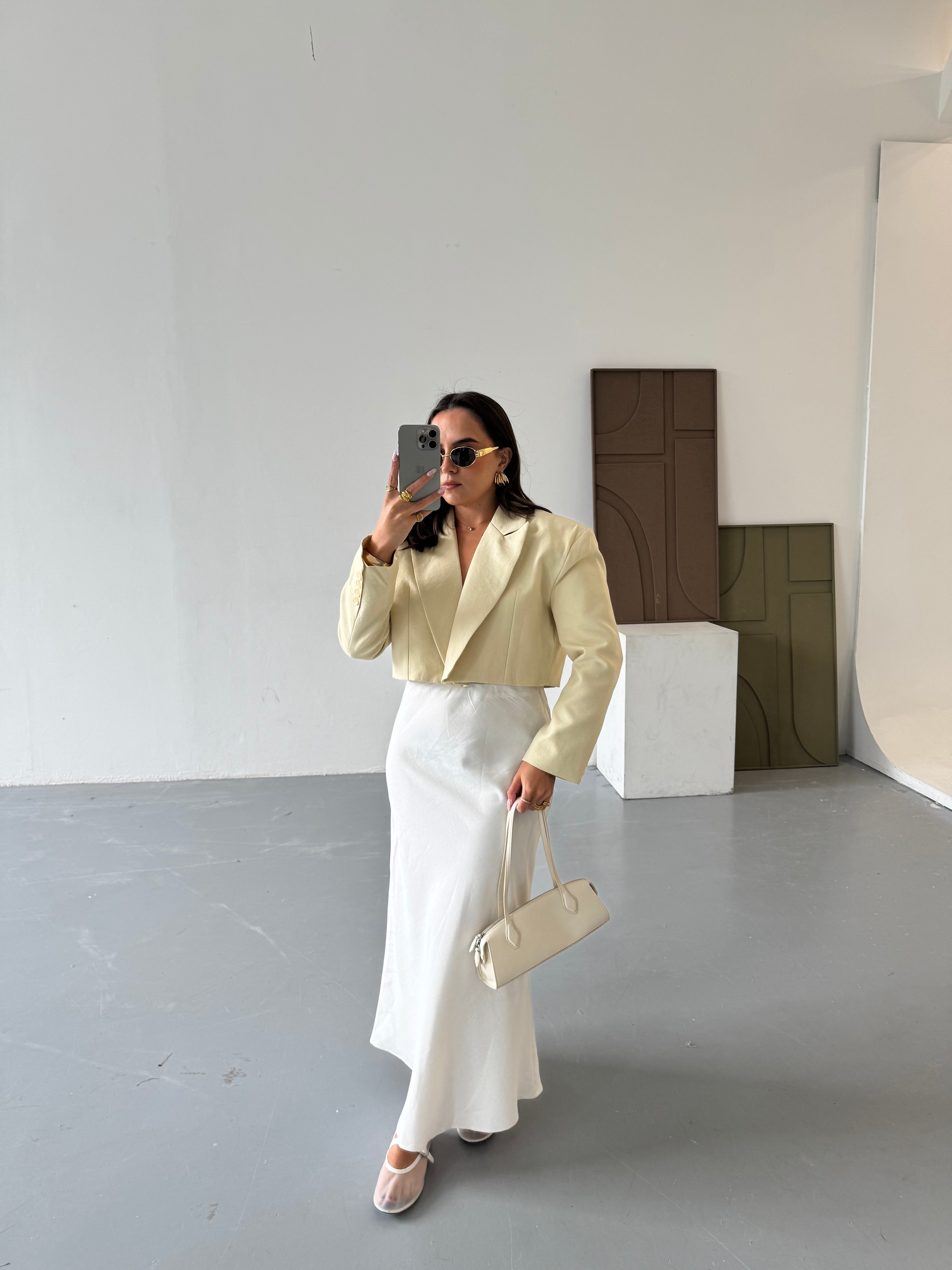 Blazer court jaune (V7957)