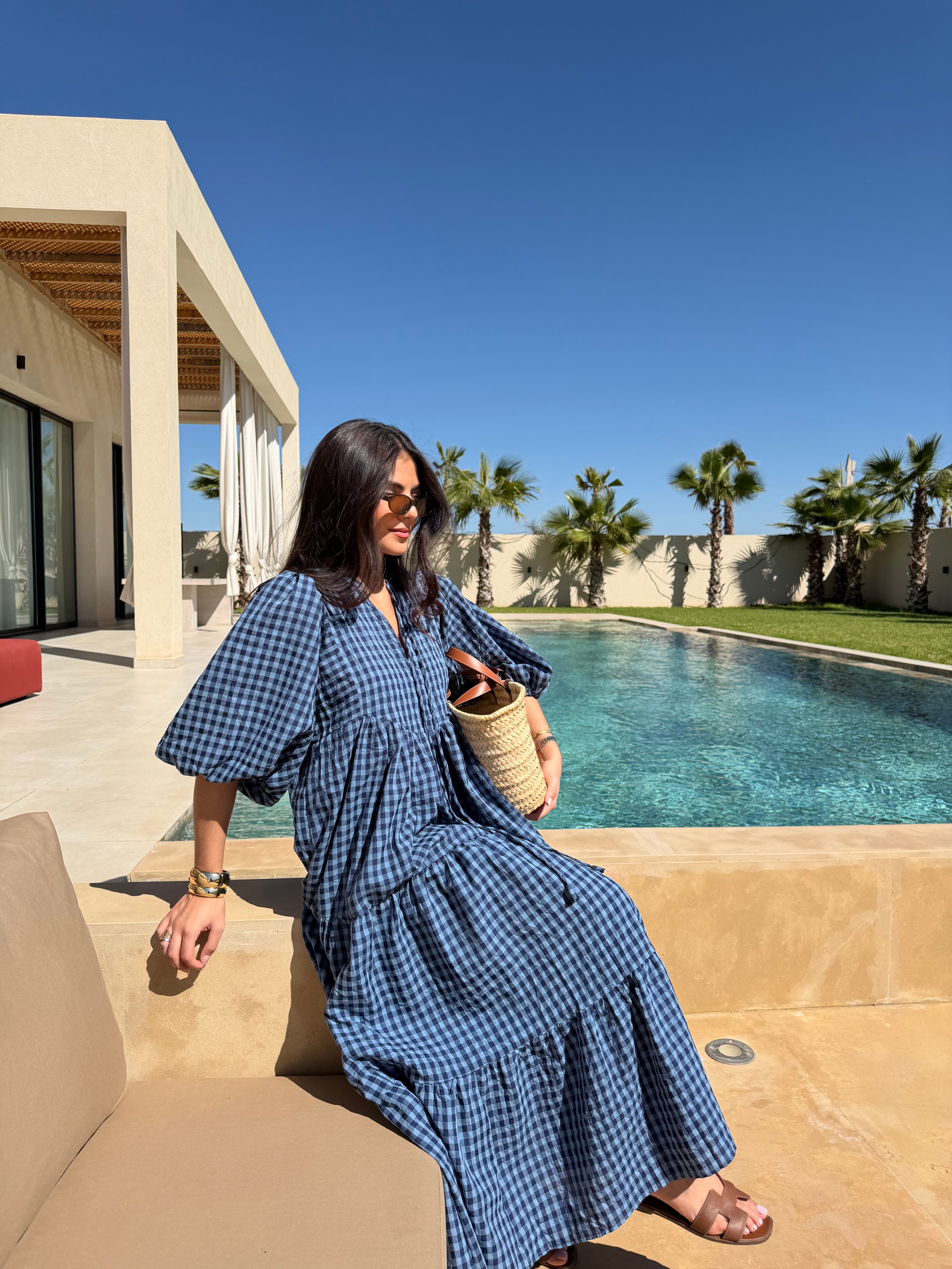 Robe CHERILYN bleue carreaux