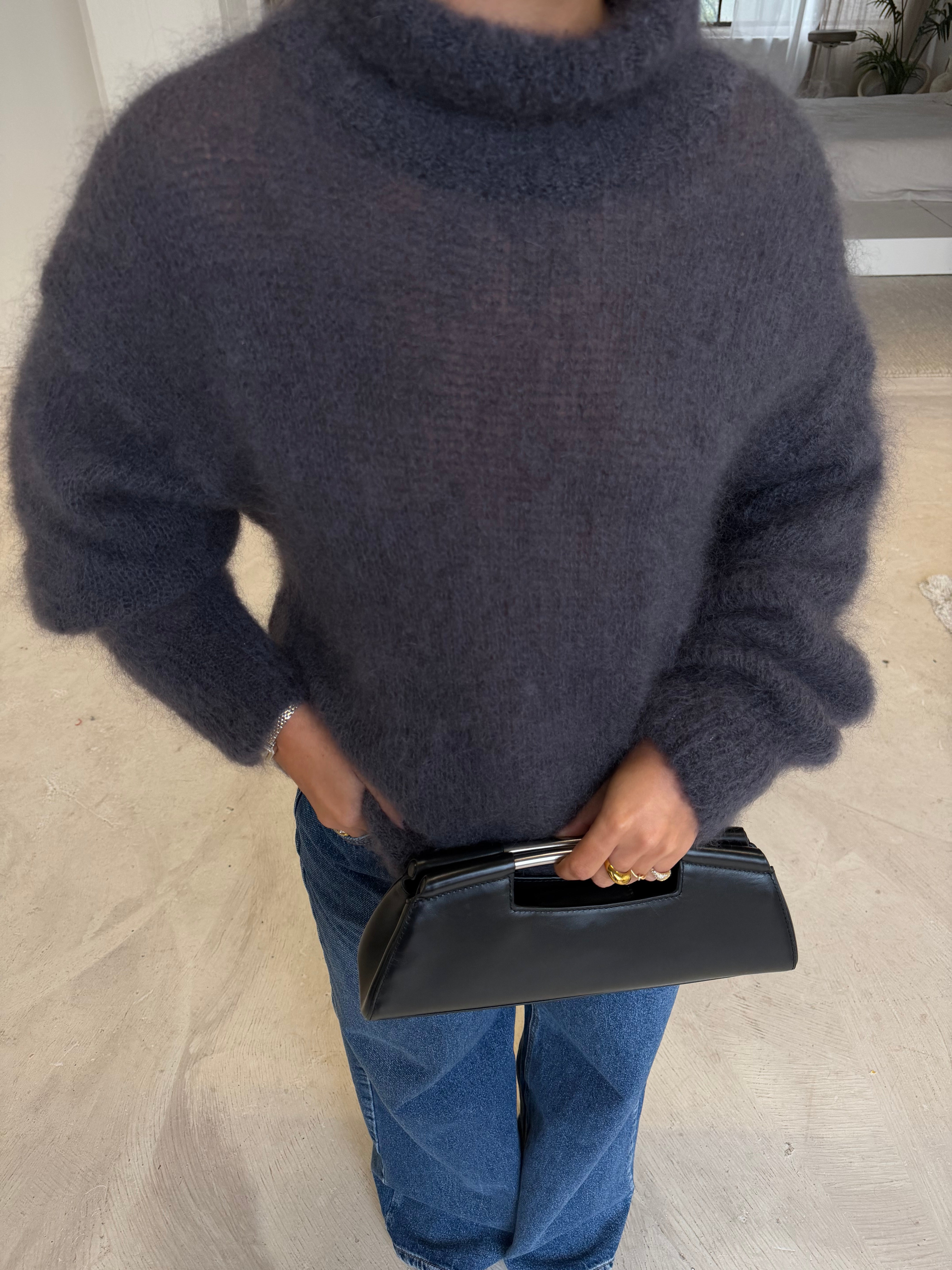 Pull col roulé MOHAIR gris