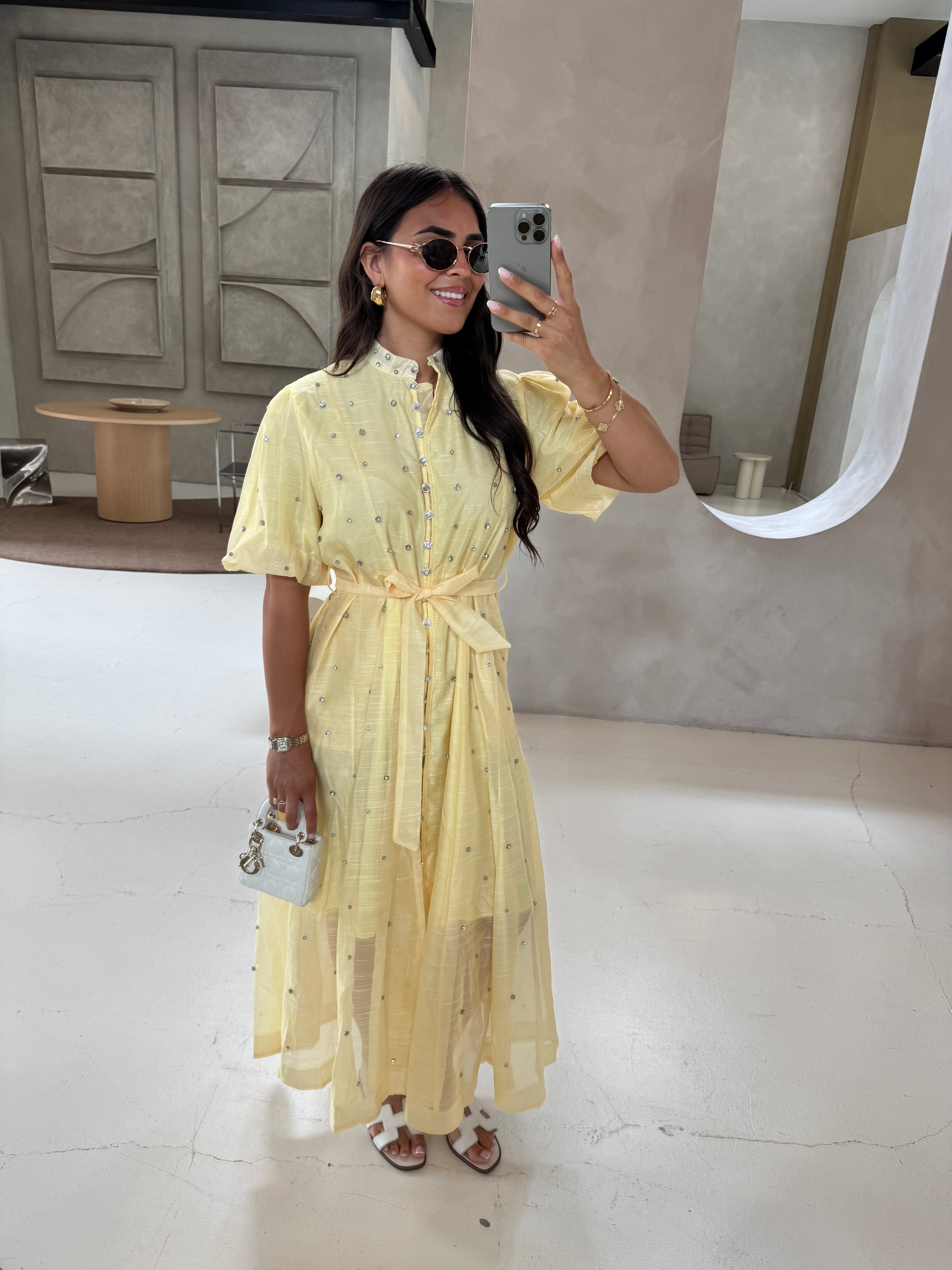 Robe bijoux jaune (R10517)