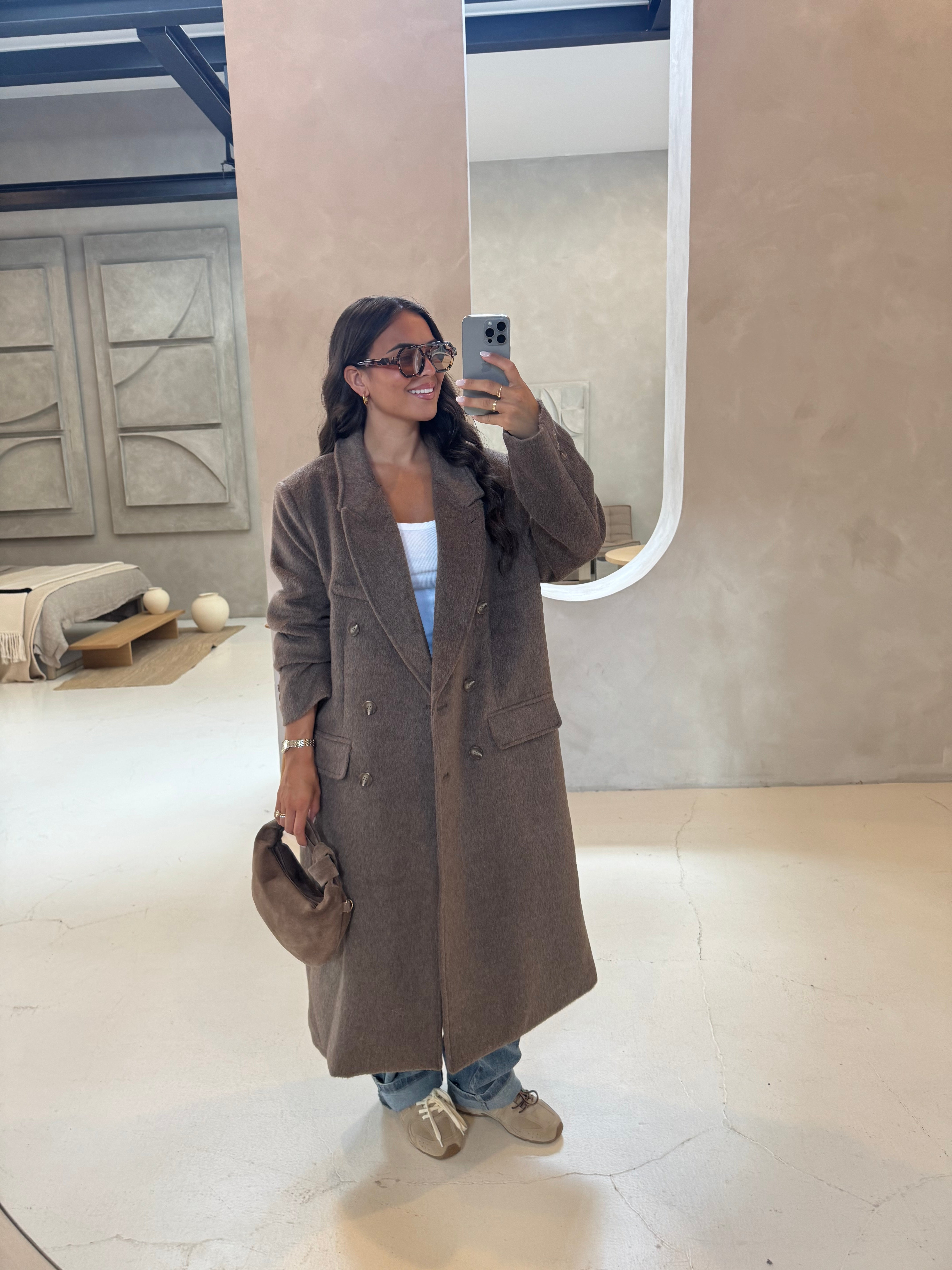 Manteau ZANA long choco (W24768)