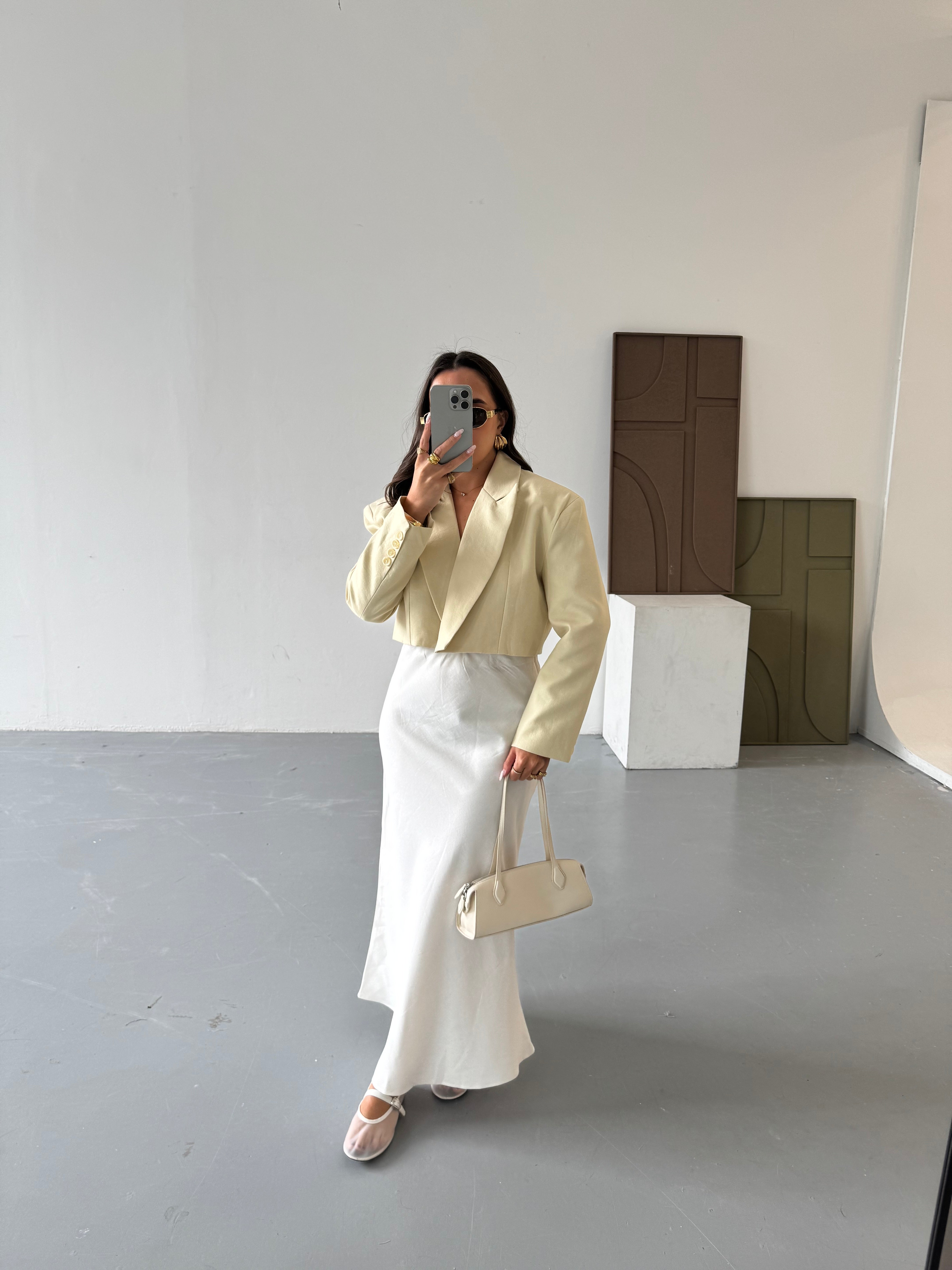 Blazer court jaune (V7957)