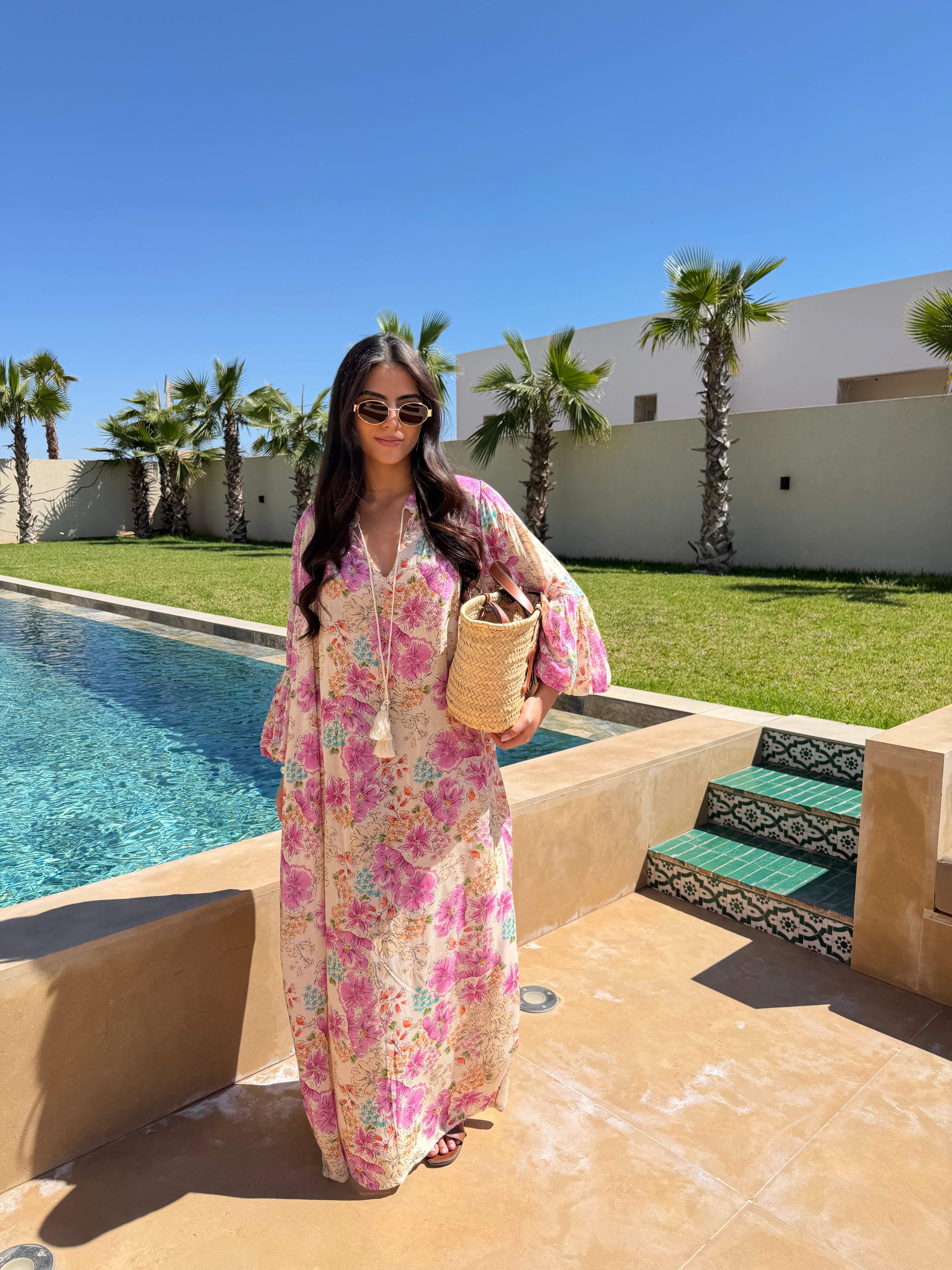 Robe fleurie rose (8992)