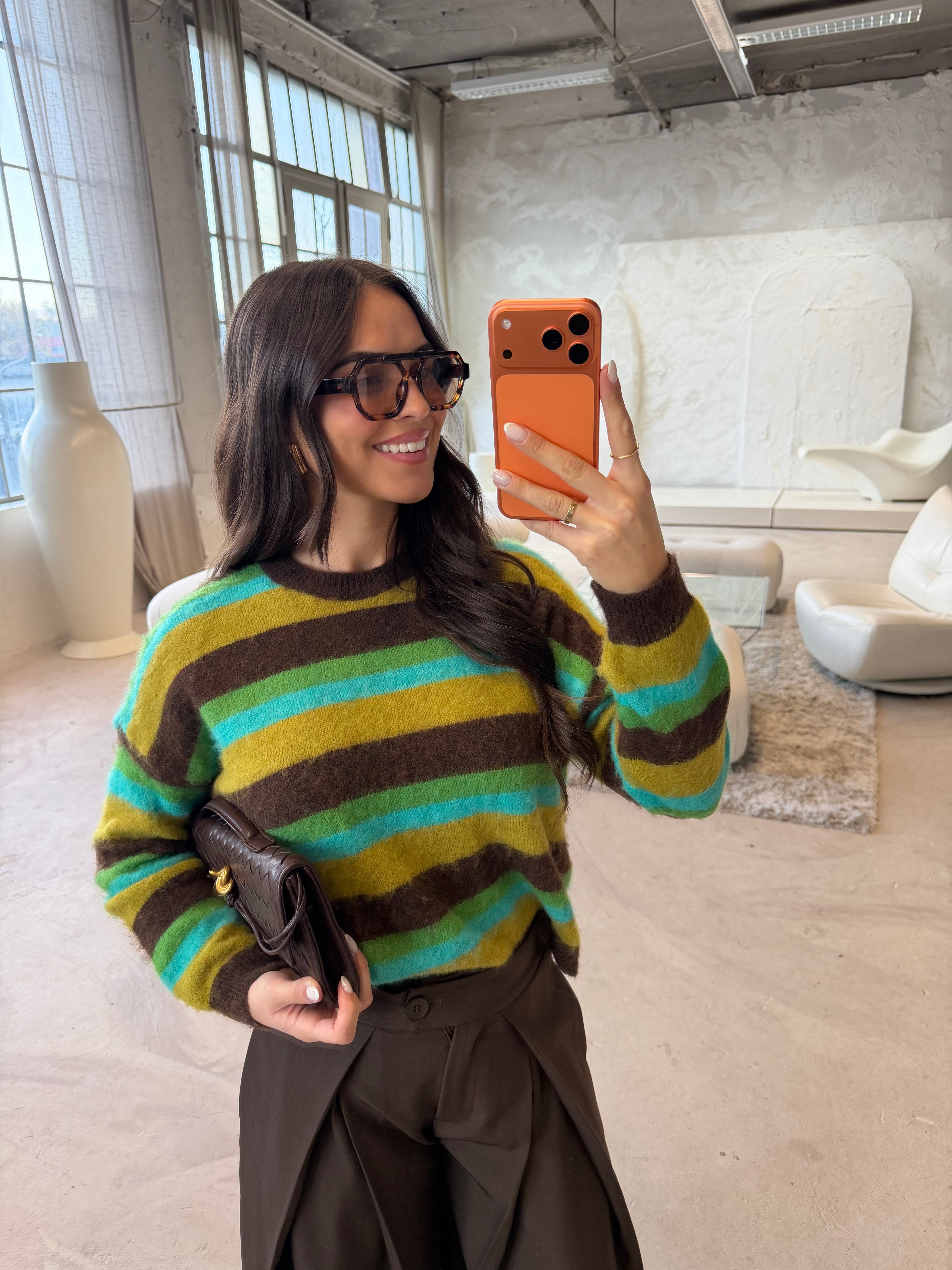 Pull COLORI jaune marron