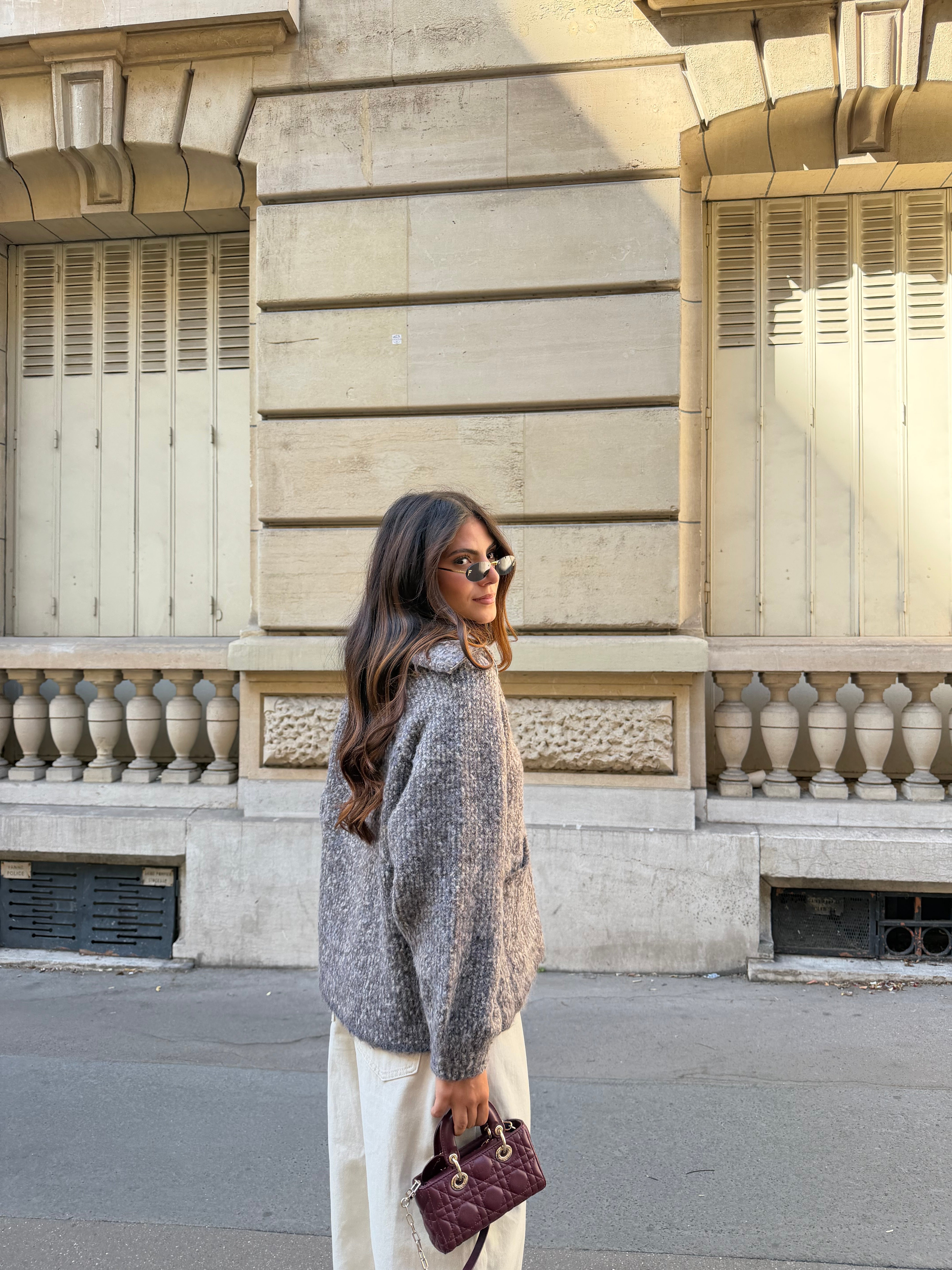 Gilet manche longue BERYL taupe(LC419)