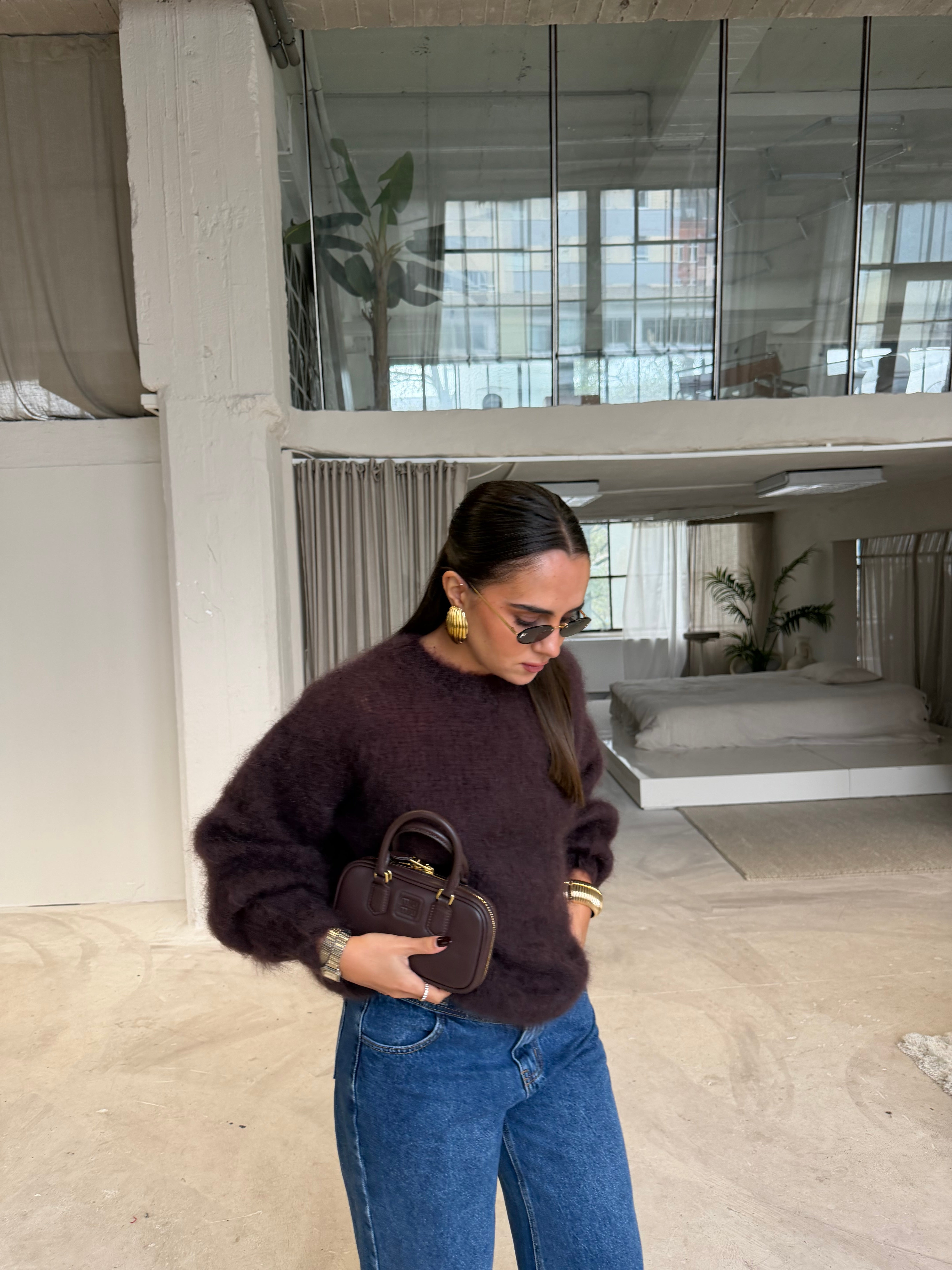 Pull KID mohair marron (28007)