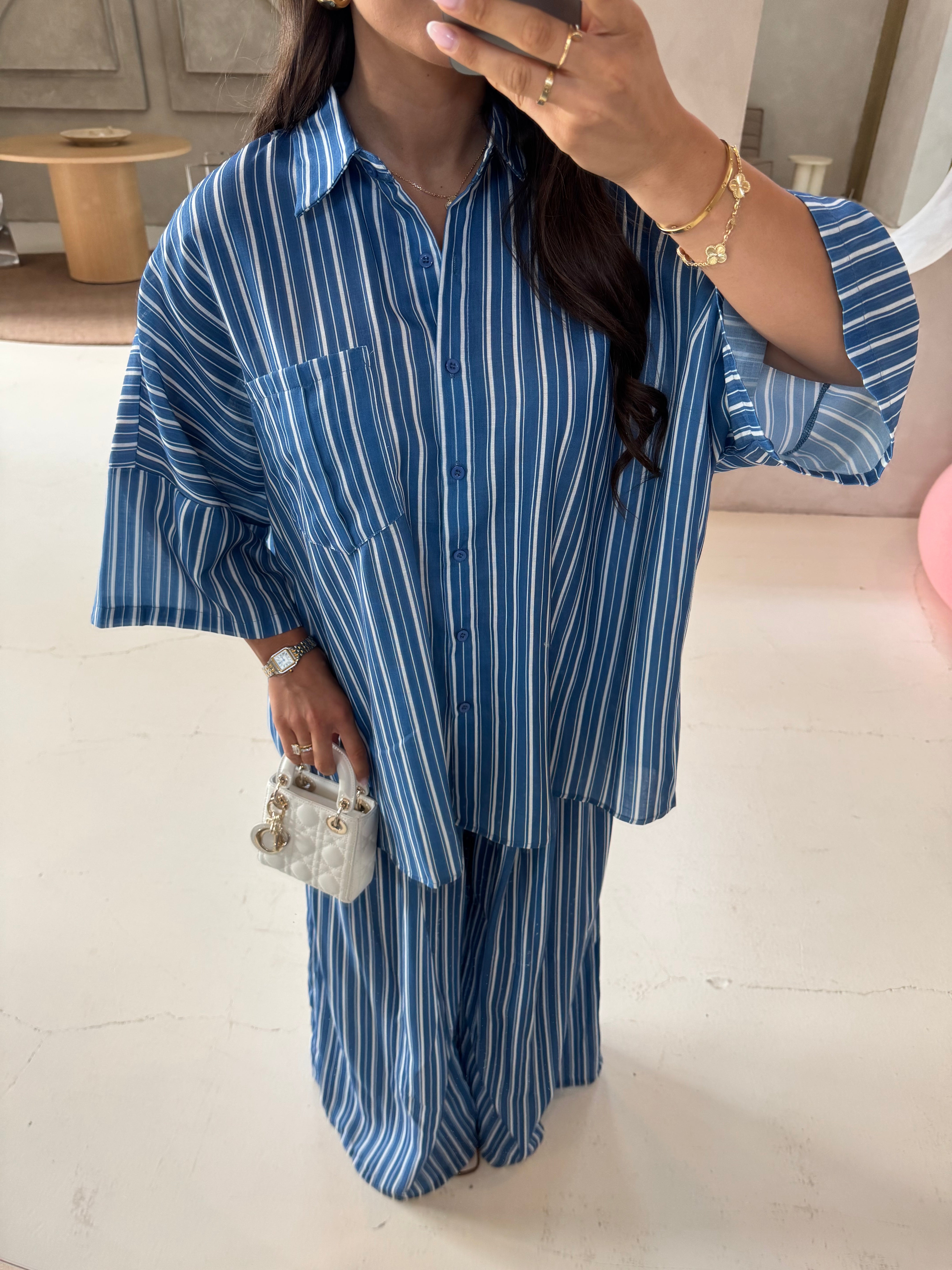 Ensemble SABA rayures bleu foncé