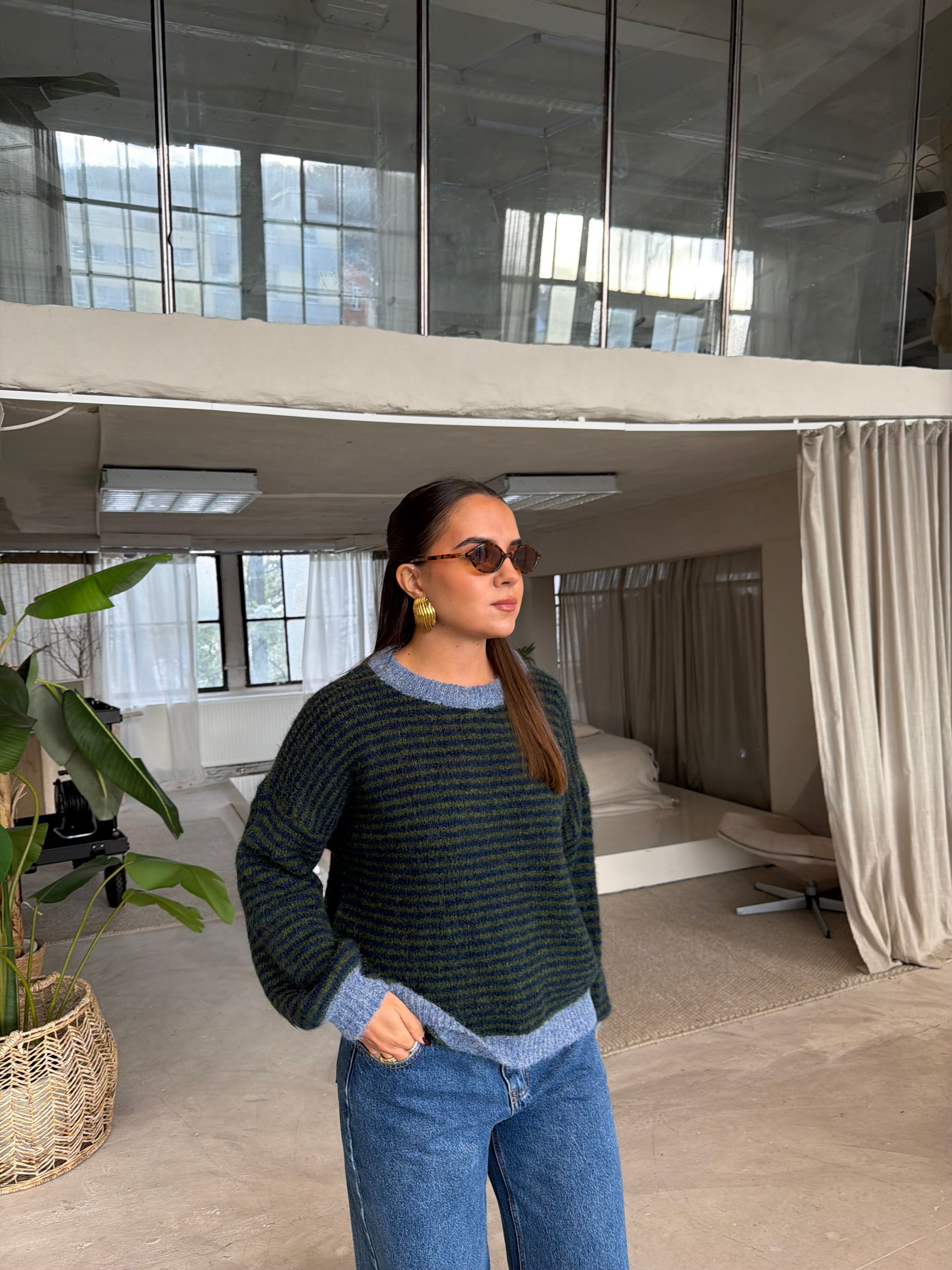 Pull VANIA kaki bleu