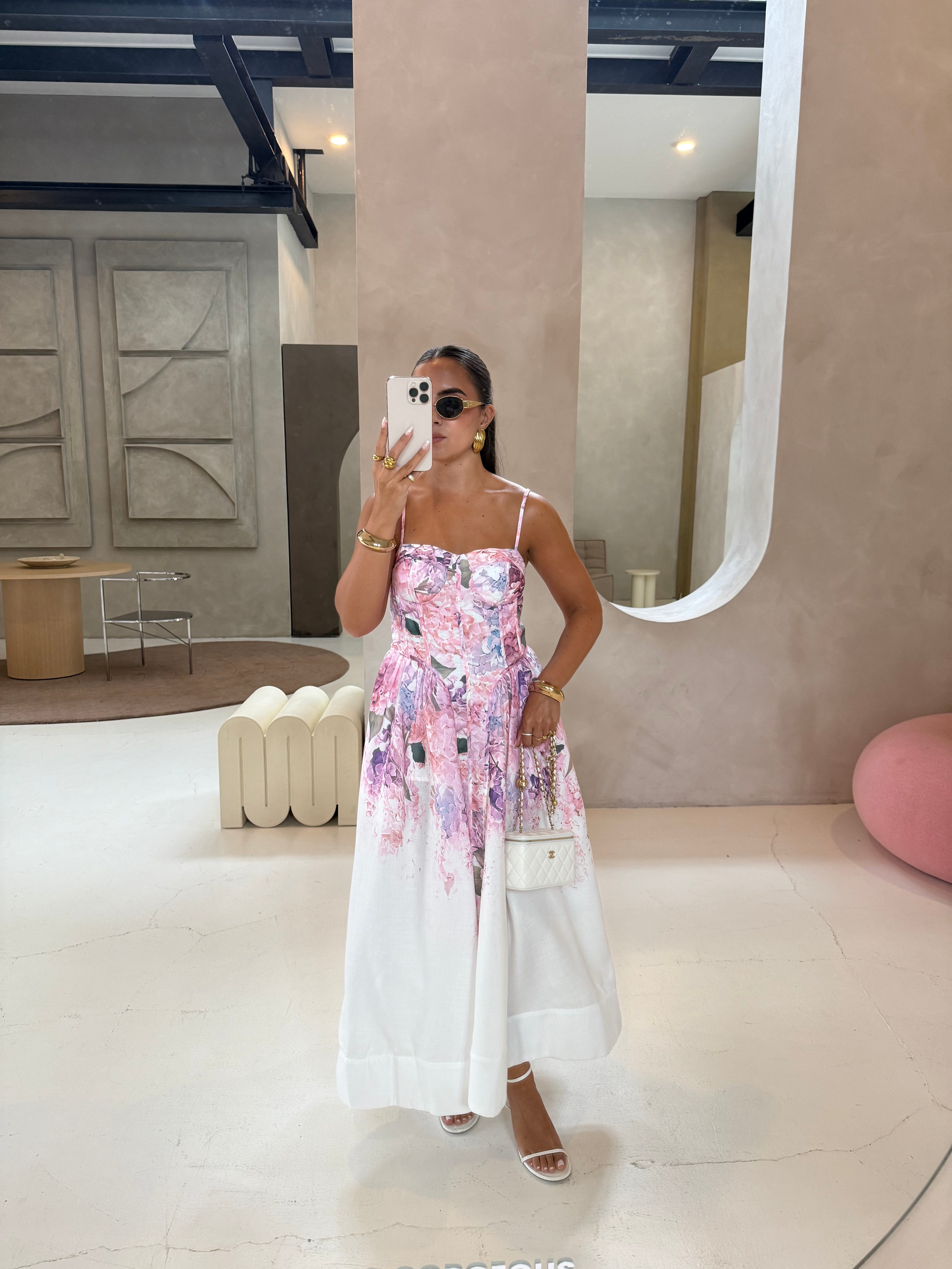 Robe fleurie rose (R10320)