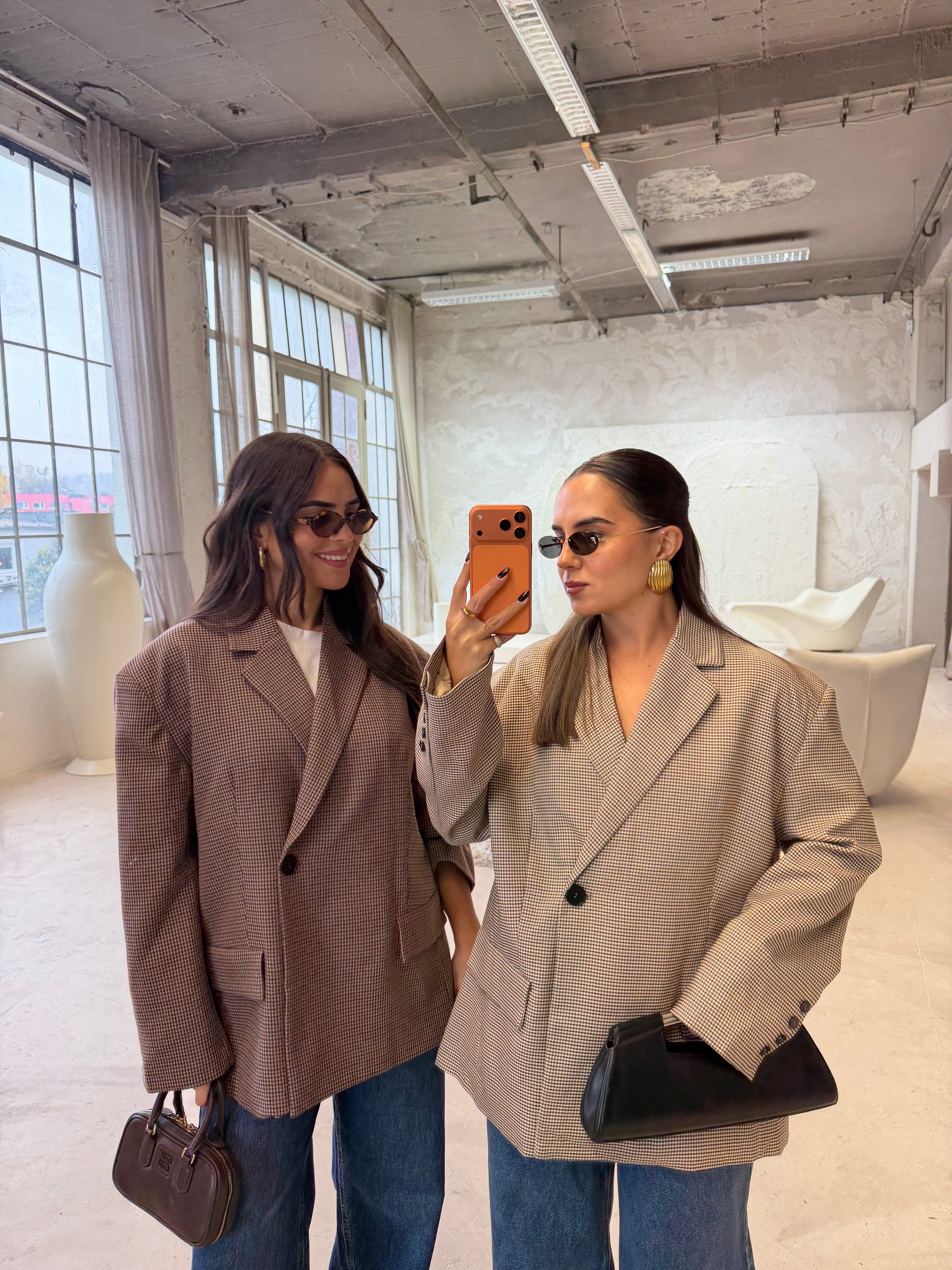 Blazer pied de poule bordeaux