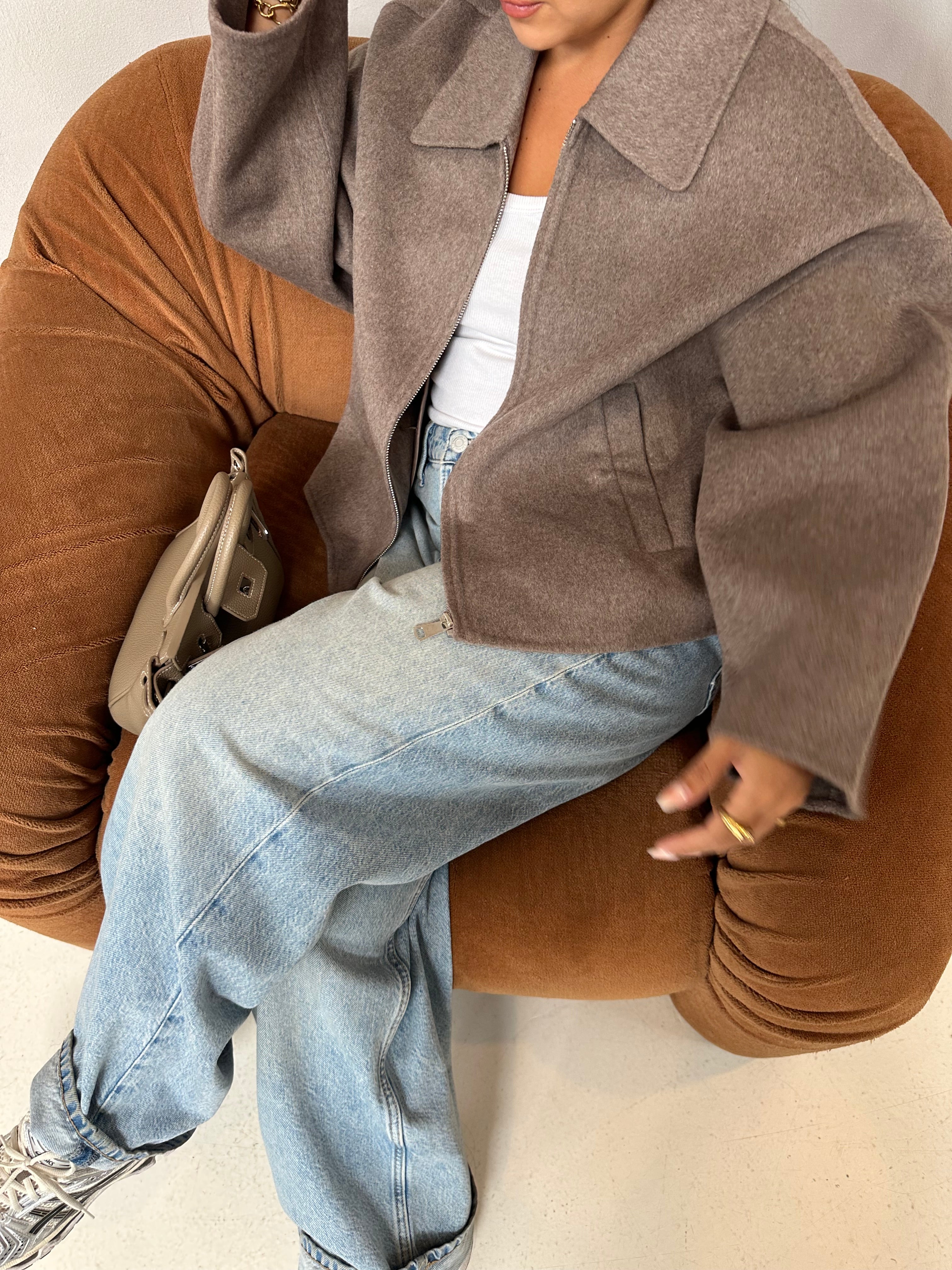 Manteau laine ROSIA taupe (M-2502)