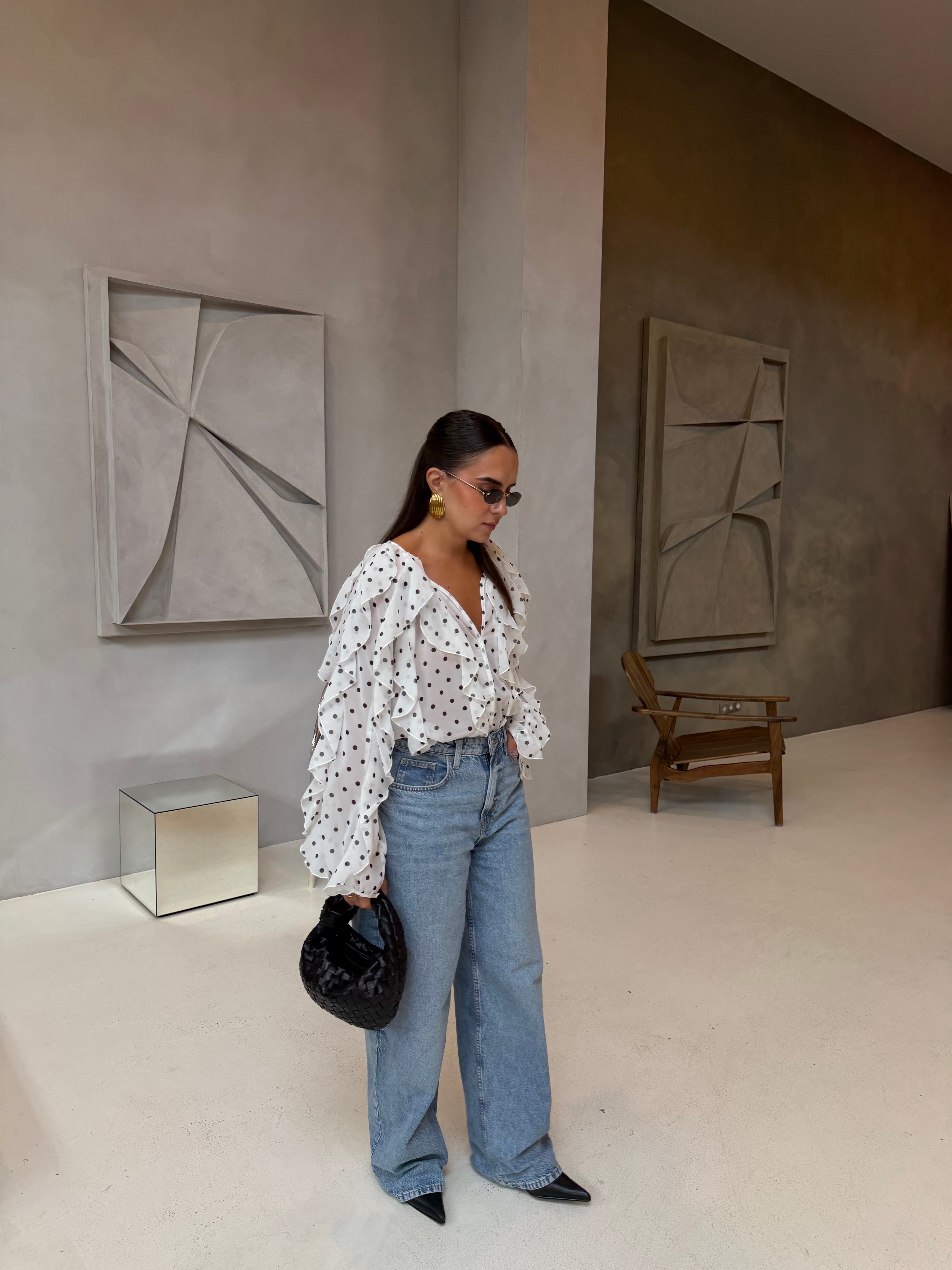 Chemise volant pois  (3898) unika