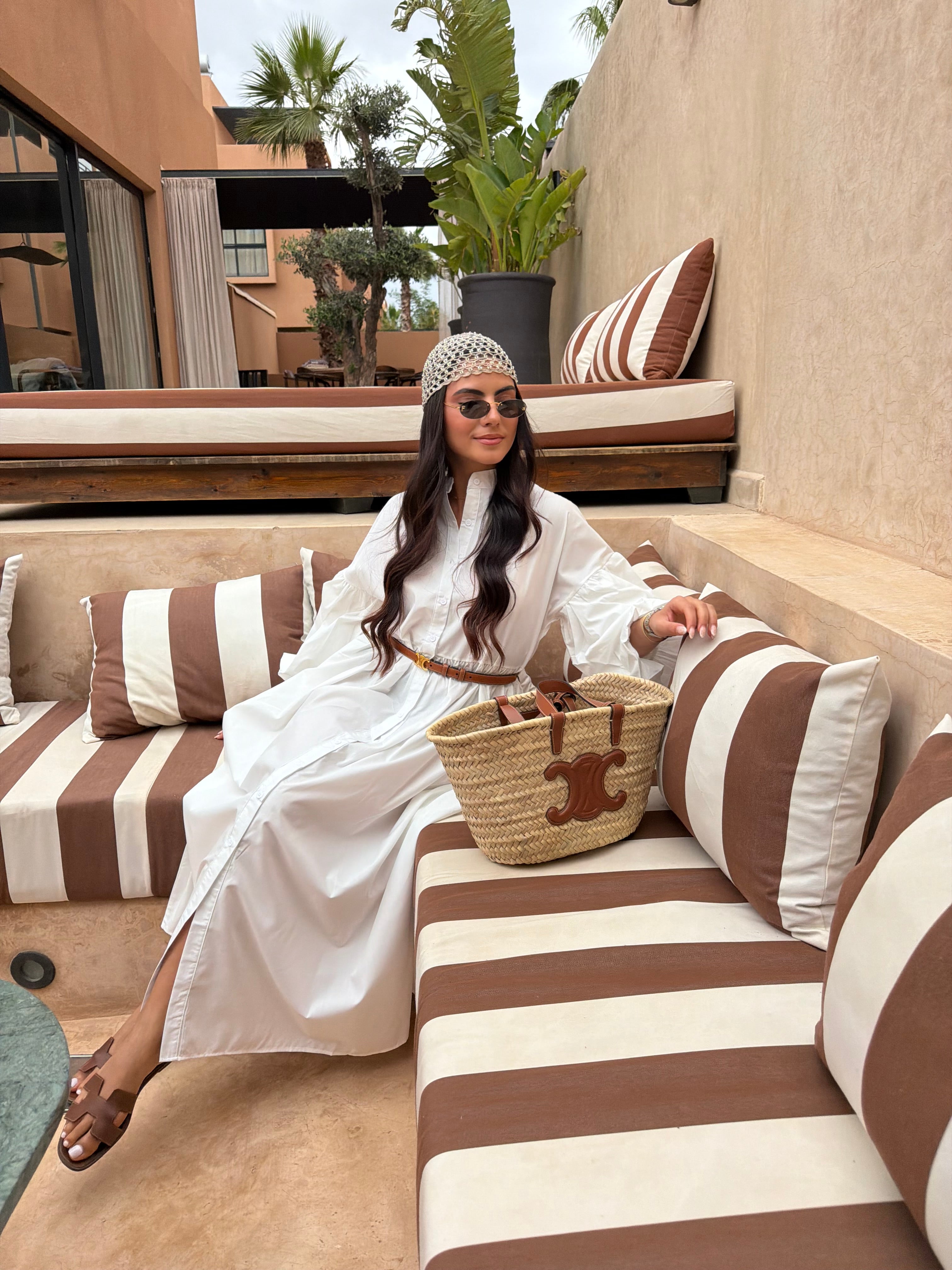Robe longue blanche manche bouffante (SC208)