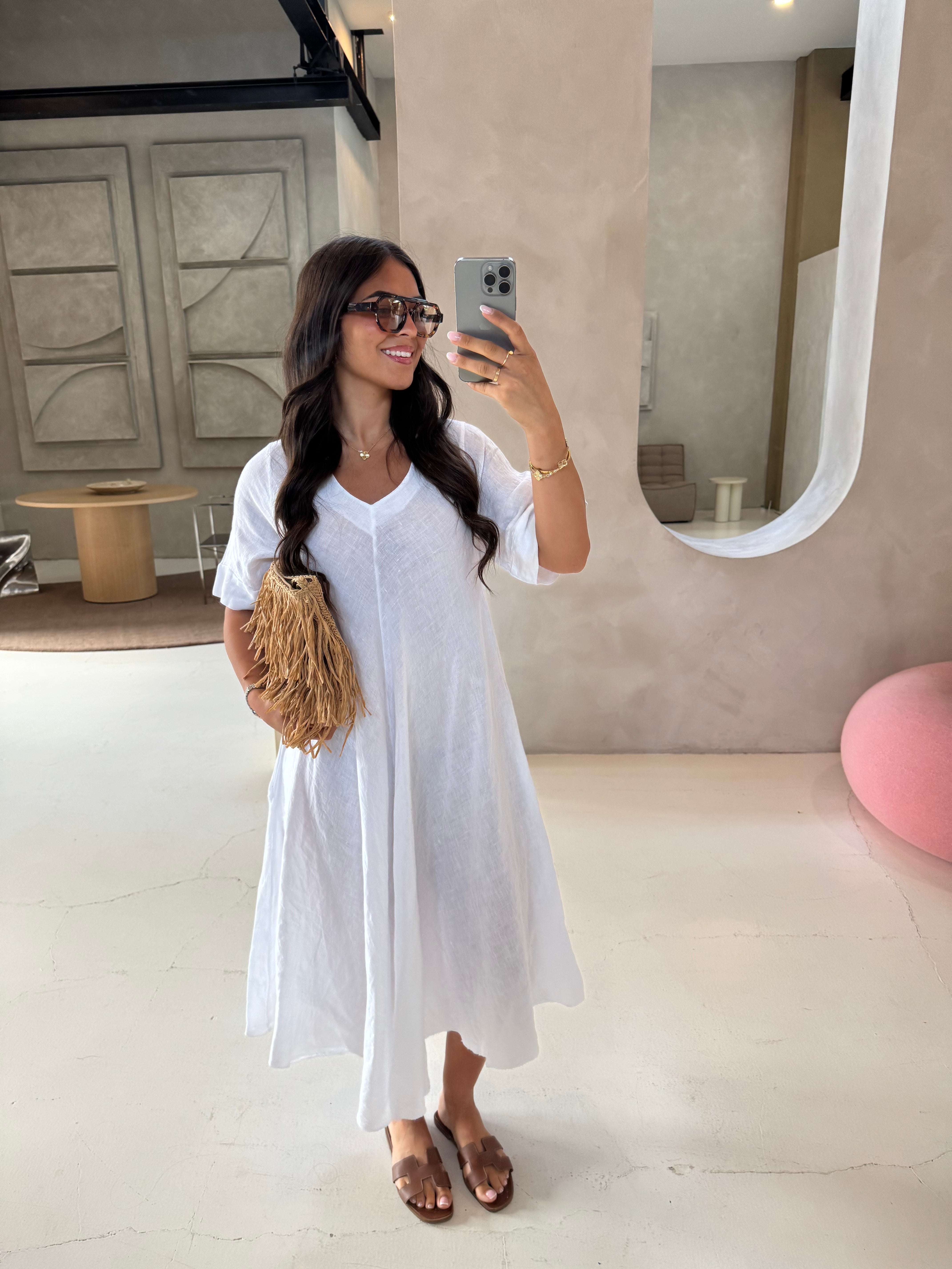 Robe SINAYA longue en lin blanche