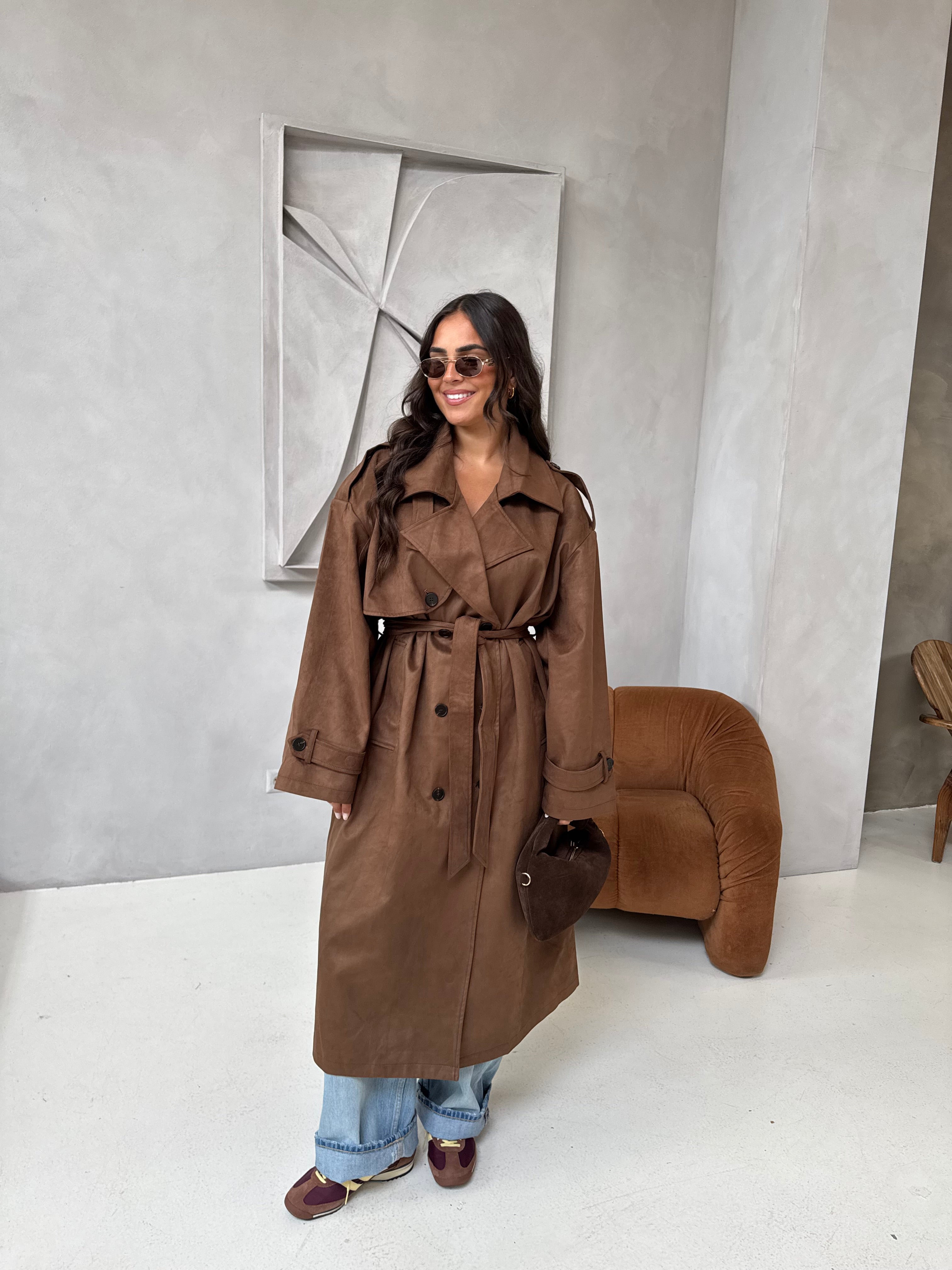 Manteau ADA trench long marron (V10258)