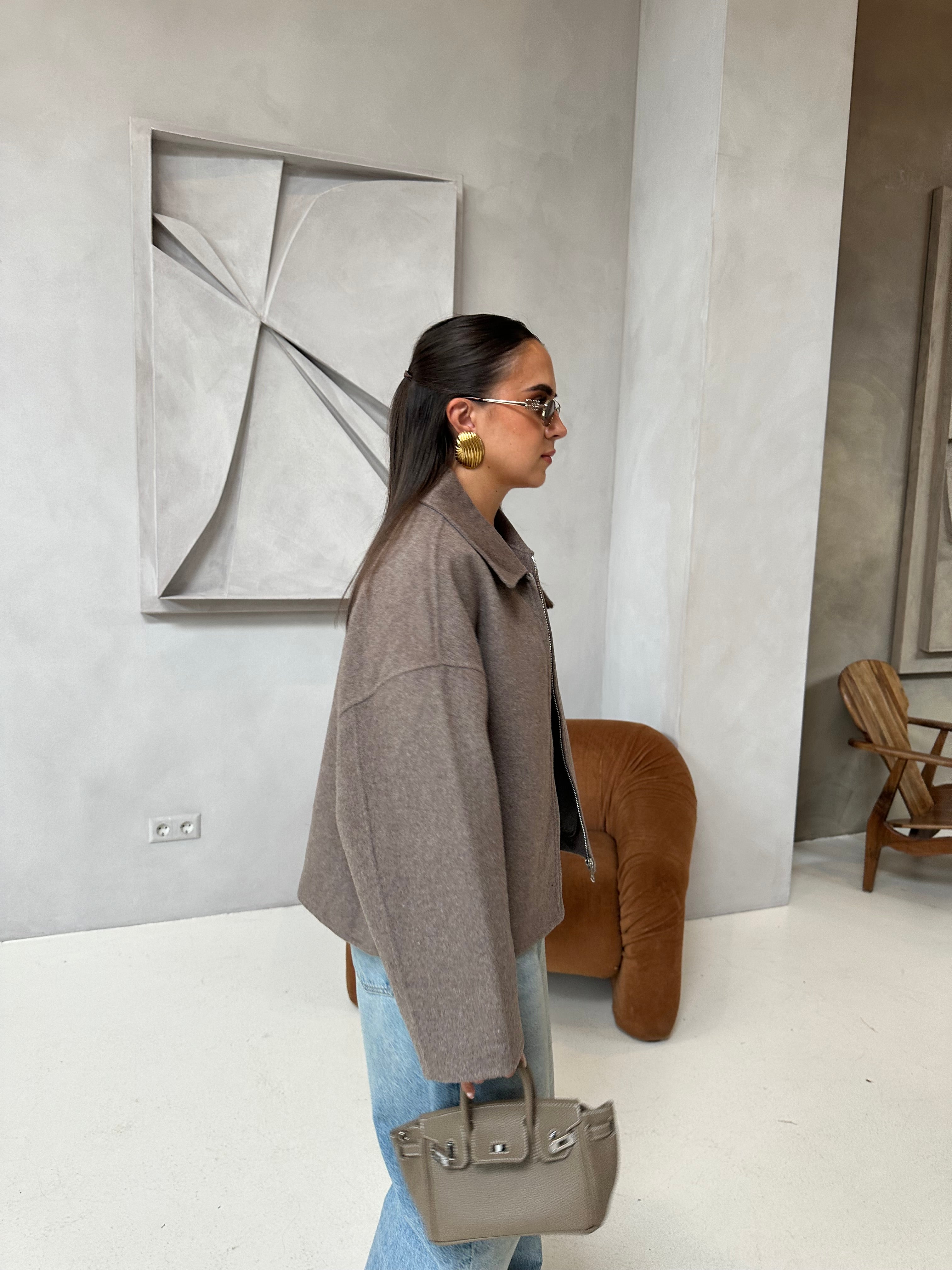Manteau laine ROSIA taupe (M-2502)
